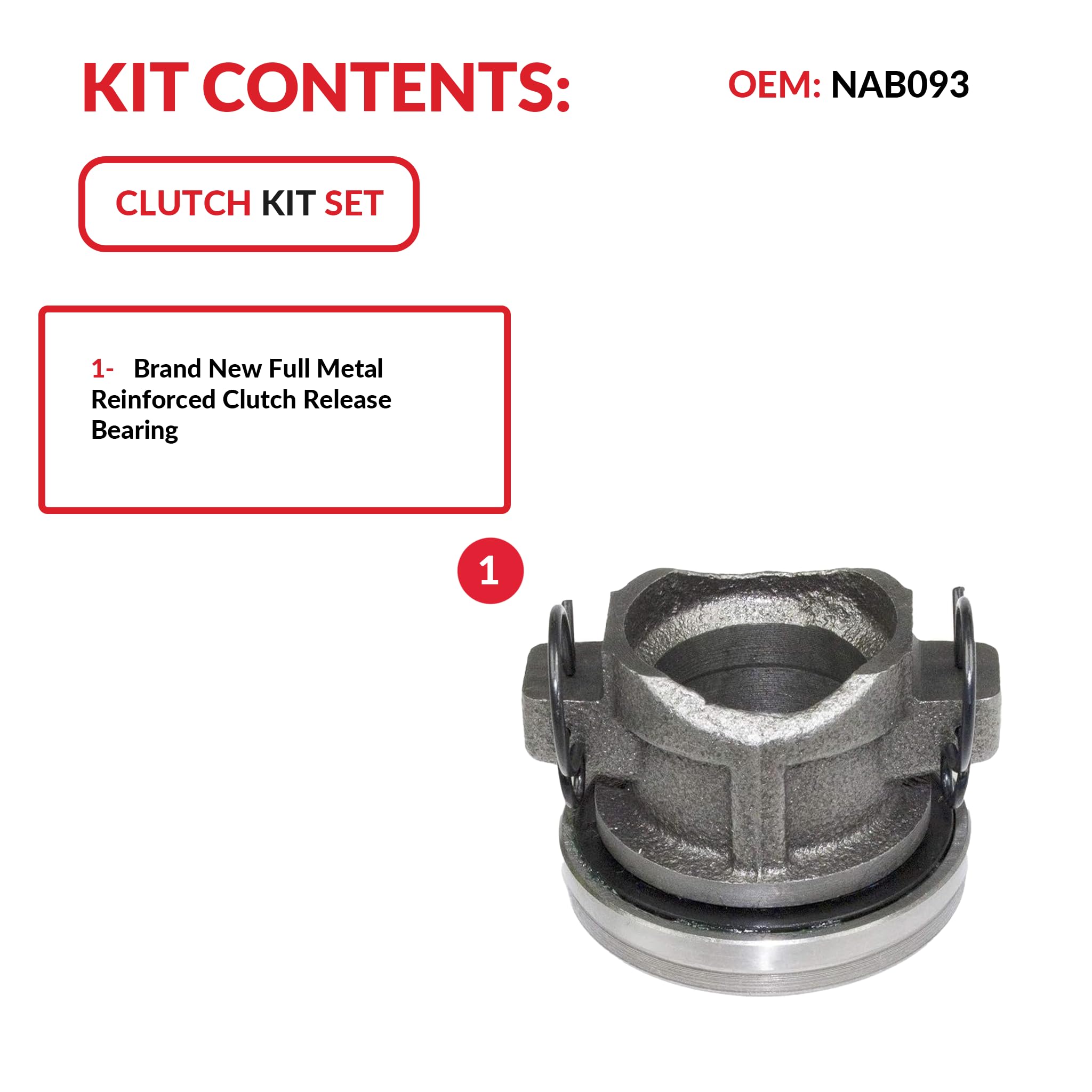 Full Metal Reinforced Clutch Release Bearing Compatible with Wrangler Cherokee Grand Cherokee Liberty Dakota Rubicon Sport X Limited Renegade Sahara Se Slt 1992-2006 4.0L L6 3.9L V6 3.7L V6