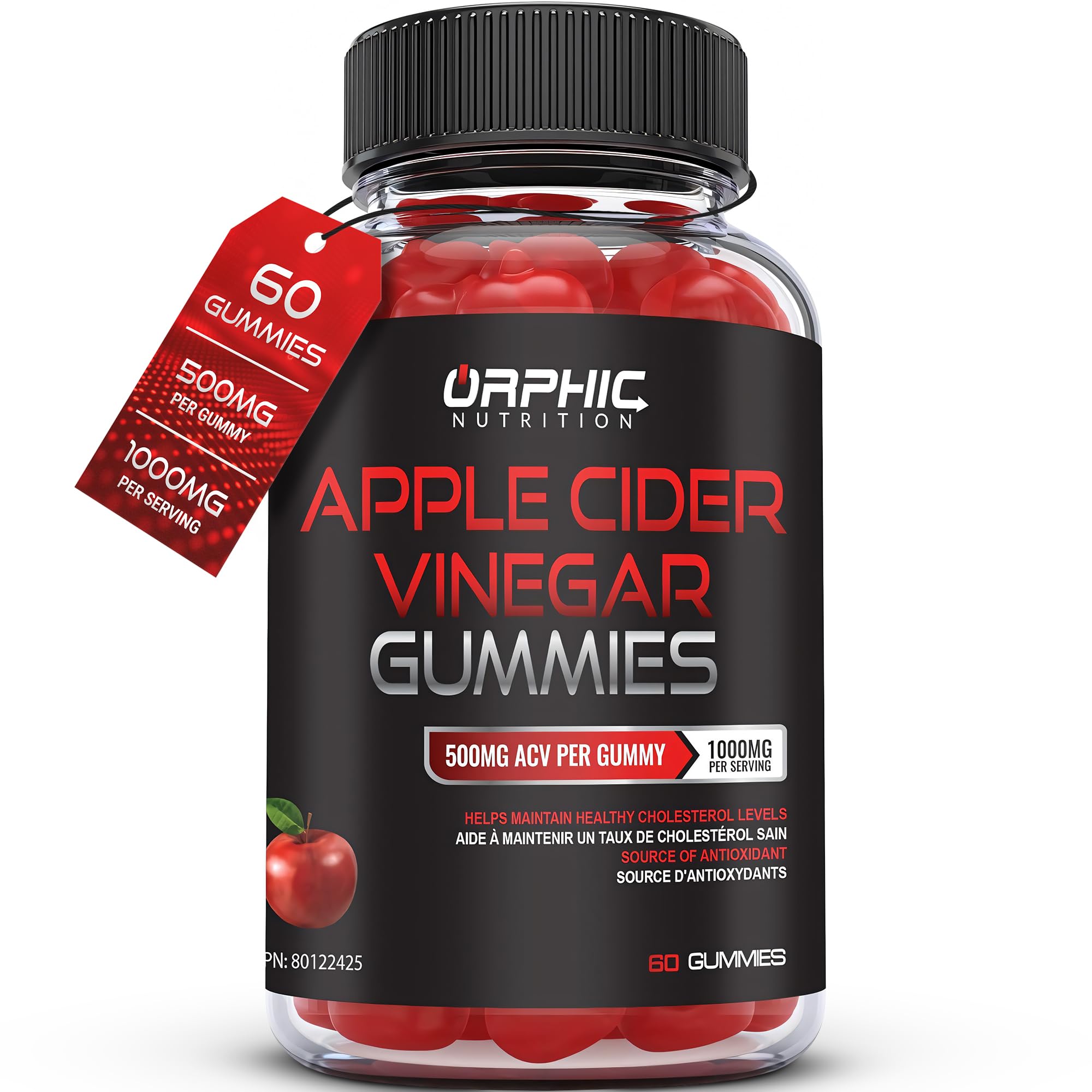 Apple Cider Vinegar Gummies - 1000mg - Formulated to Support Normal Energy Levels & Gut Health - Supports Digestion, Detox & Cleansing - ACV Gummies W/VIT B12, Beetroot (60 Gummies)