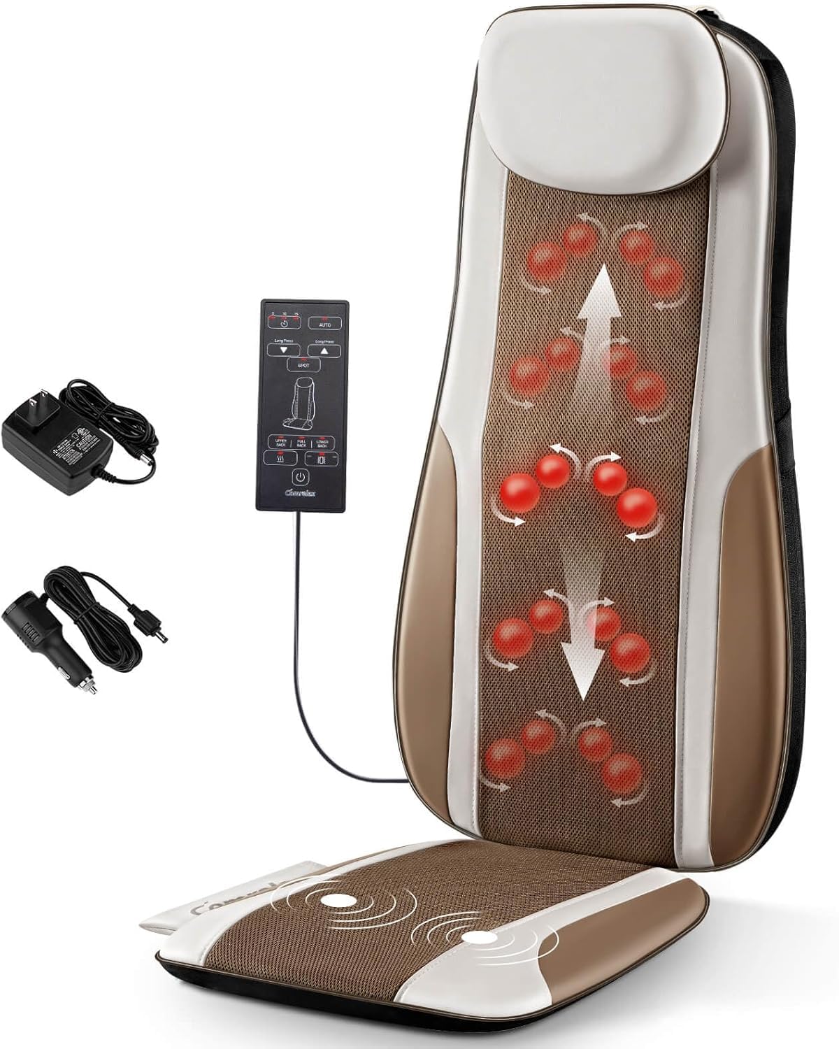 Shiatsu Back Massager with Heat, Massage Chair Pad with Deep Tissue Kneading, Seat Massager for Back Pain Relief, Vibration Cushion with Smart Timer, Home Office Travel Use, Gift for Men Women Mom Dad