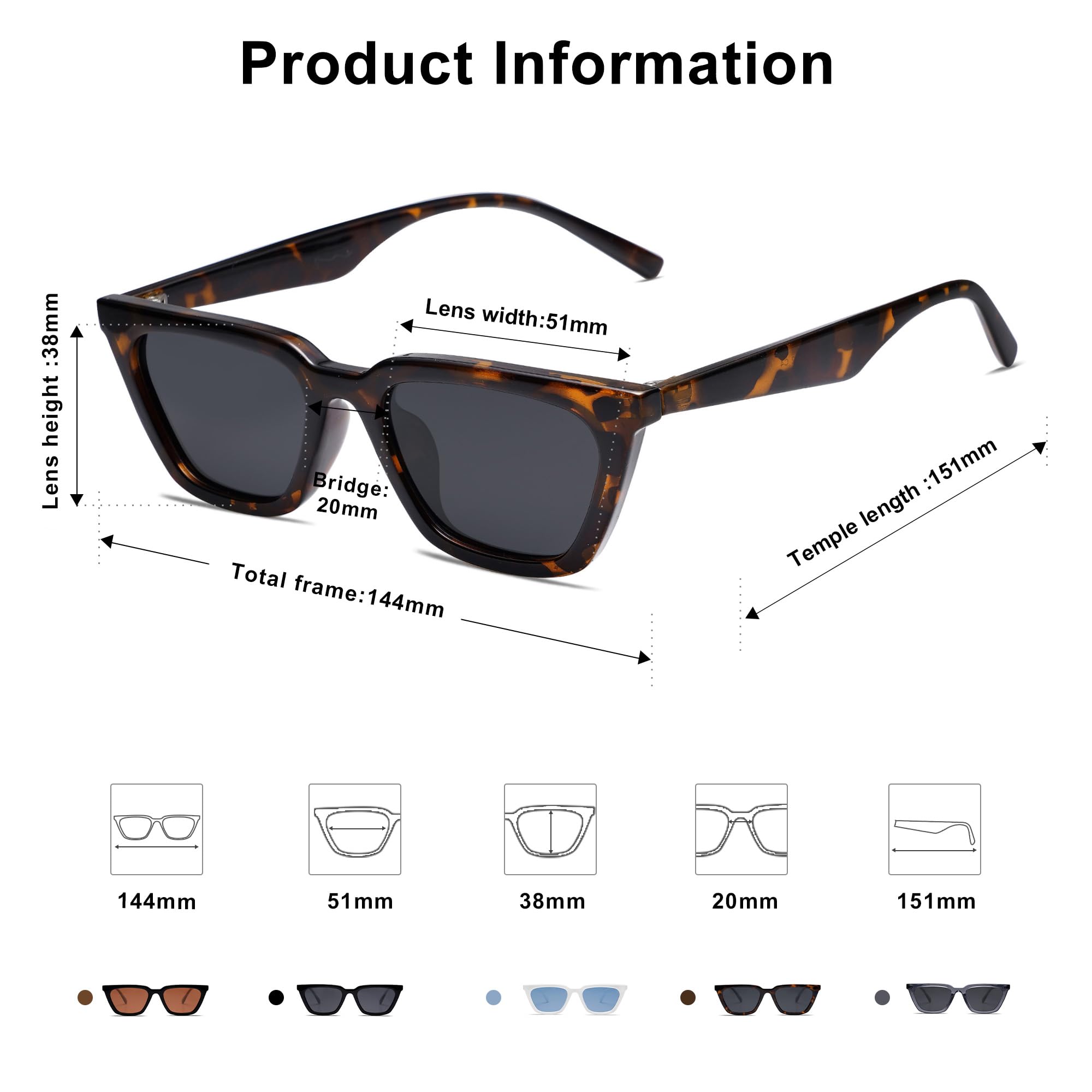 SOJOS Polarized Narrow Square Cateye Sunglasses for Women Retro Trendy Driving Glasses SJ2169 with Tortoise Frame/Grey Lens