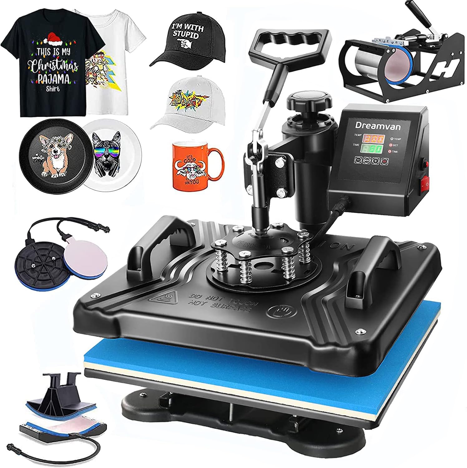 AKEYDIY 5 in 1 Heat Press Machine for t Shirts Professional Swing Away Heat Press Digital Combo 12" x 15" 360-degree Rotation Shirt Press Machine Sublimation Heat Transfer for T Shirts Mug Hat Plate