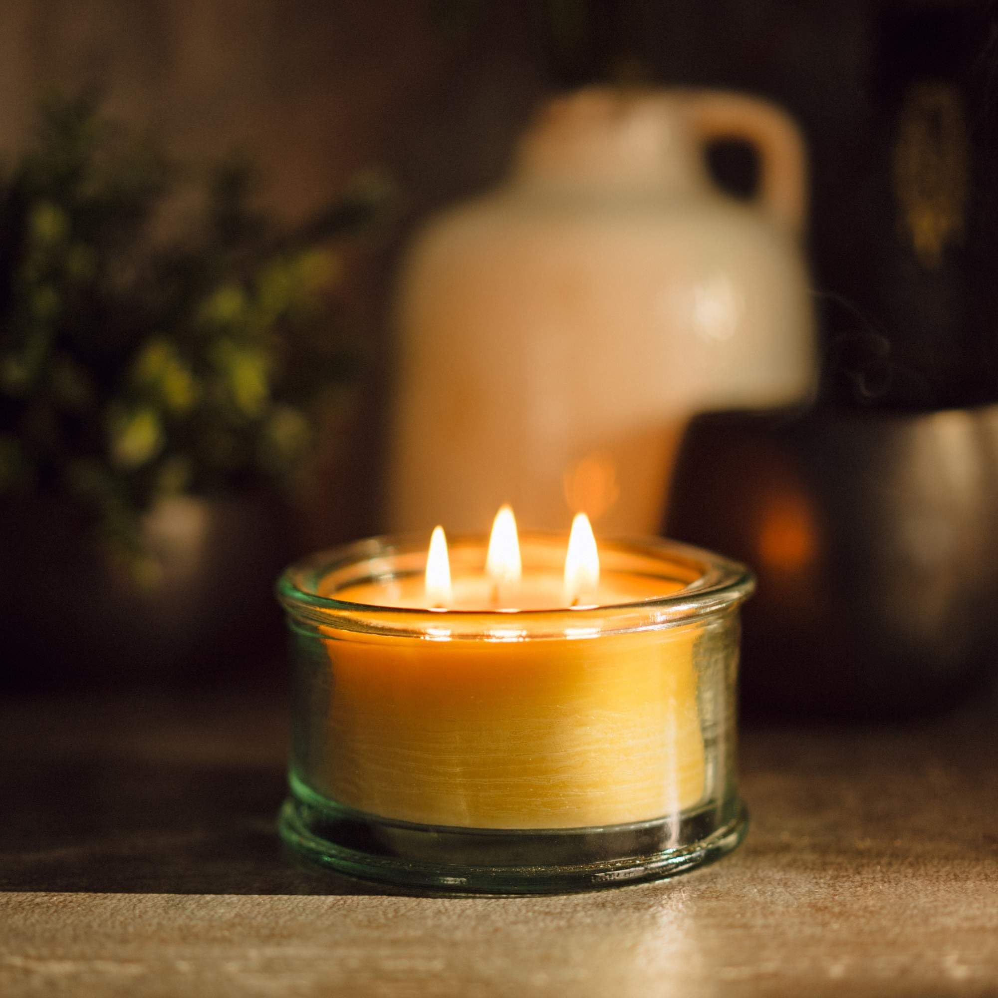 Bluecor Botanica Beeswax Candle: 3-Wick Scented Candle Handmade with Pure Beeswax and Tangerine & Geranium Essential Oils