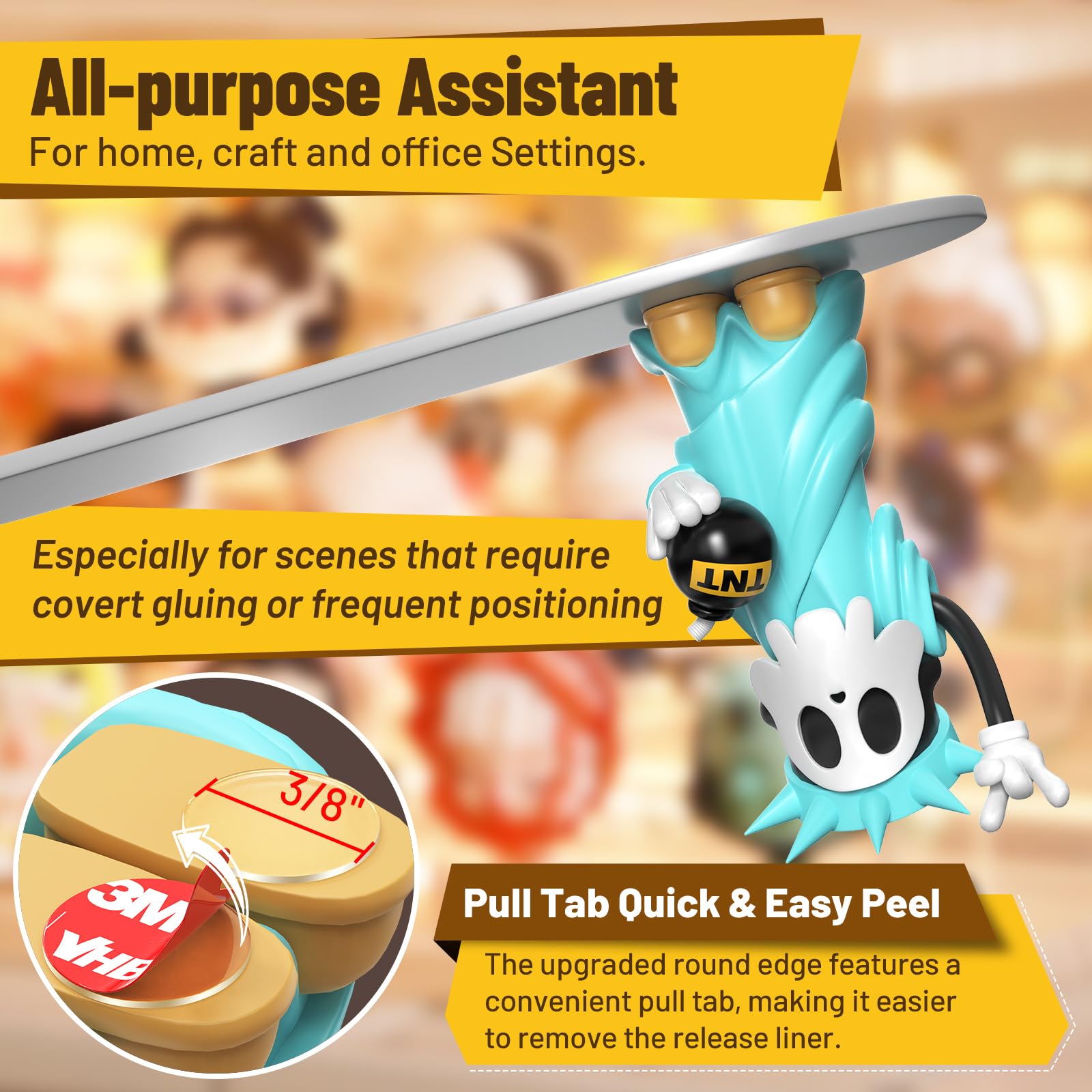 PHIXBEAR 180 Pcs Removable Mounting Putty, Strong Double Sided Glue Adhesive Dots Clear Museum Sticky Tack for Action Figures Wall Hanging No Residue, 3/8"