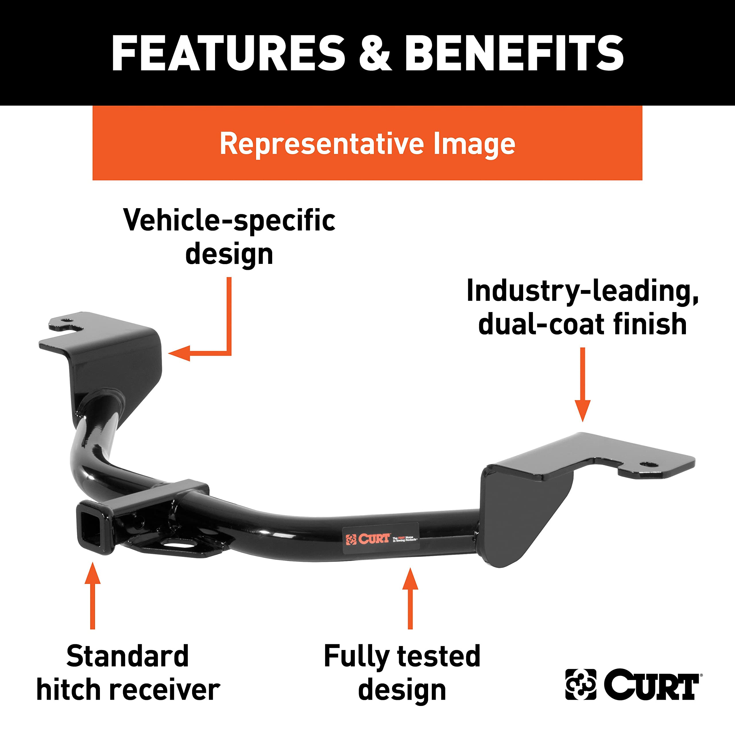 CURT 11276 Class 1 Trailer Hitch, 1-1/4-Inch Receiver, Fits Select Toyota Prius , Black