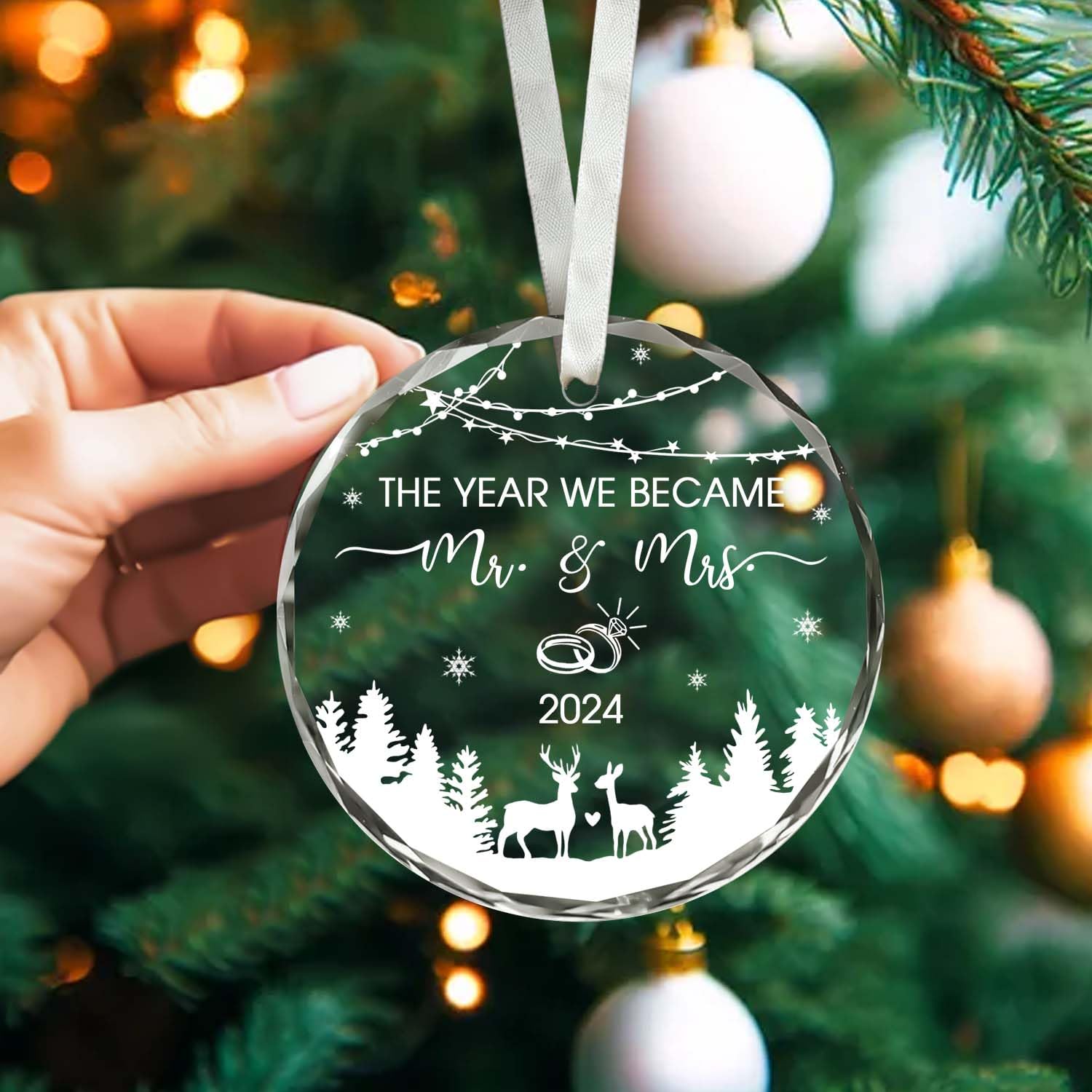 BSQUIELE Wedding Gifts - Mr Mrs Gifts - Mr and Mrs Christmas Ornament 2024 - The Year We Became Mr Mrs - Wedding Gifts for Couple, Bride, Wife, Her - Future Mr and Mrs Gifts - Bridal Shower Gifts