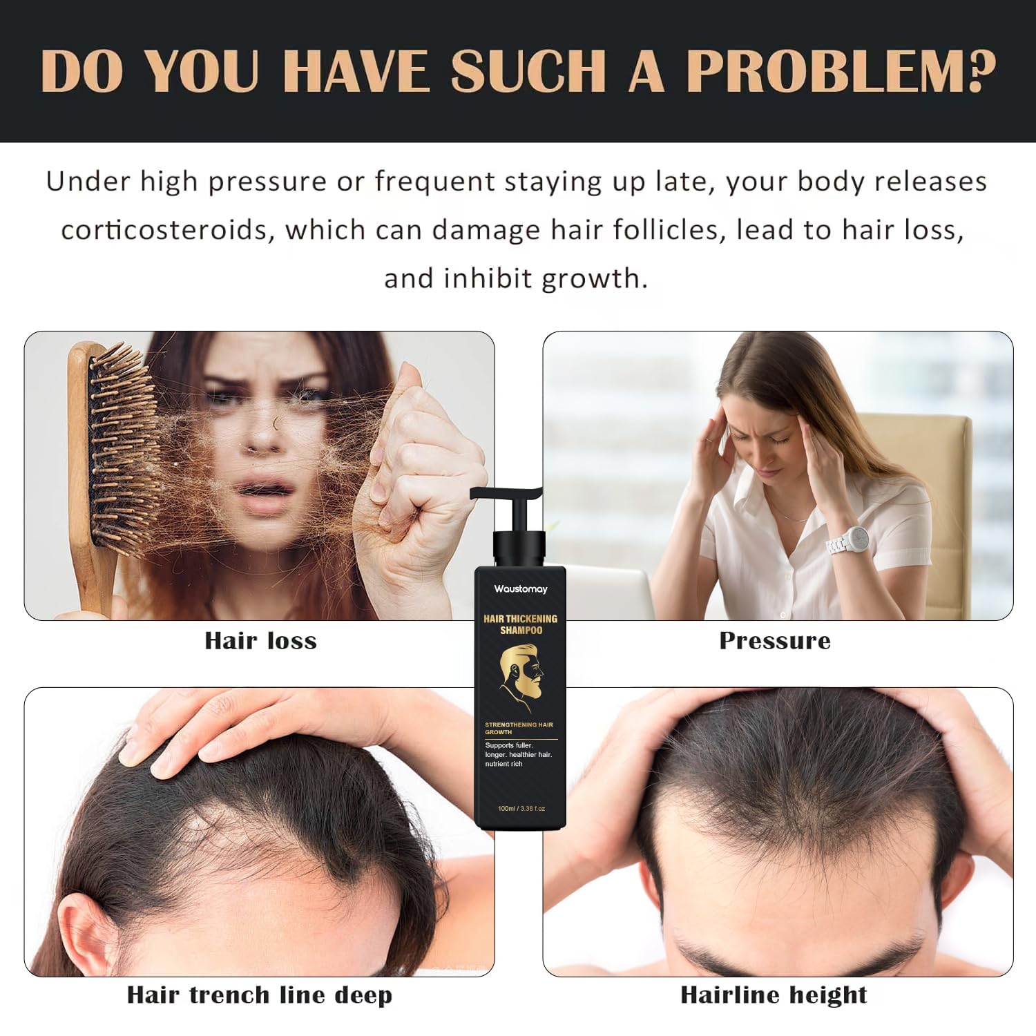 Root Activator Shampoo-Hair thickening shampoo-Suitable for men and women with hair loss and thinning hair-Natural formula makes hair smooth-100ml