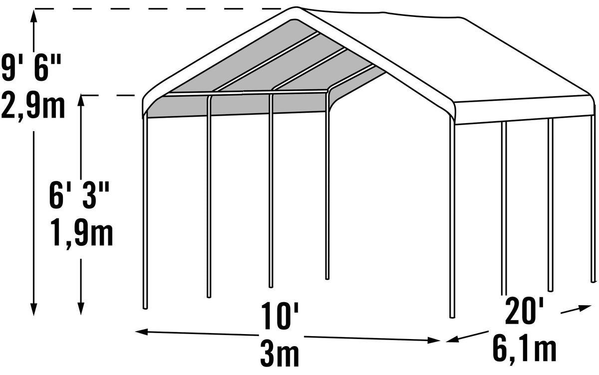 ShelterLogic 10' x 20' MaxAP 8 Leg Outdoor Gazebo or Heavy Duty Steel Canopy, White