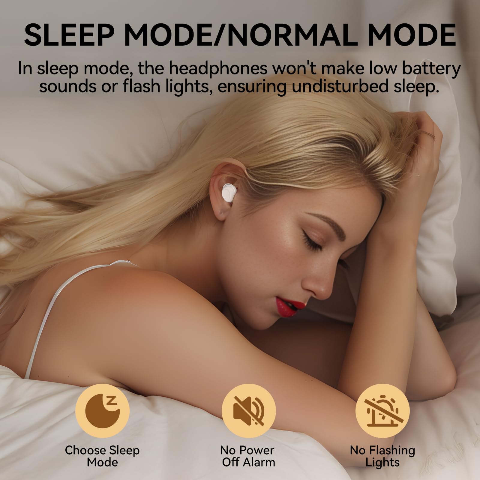 zotduo Sleep Headphones, Wireless Sleep Silicone Earbuds for Side Sleeping, Ultra-Thin Bluetooth 5.4 Headphones, Comfortable Invisible Sleep Earbuds (White)