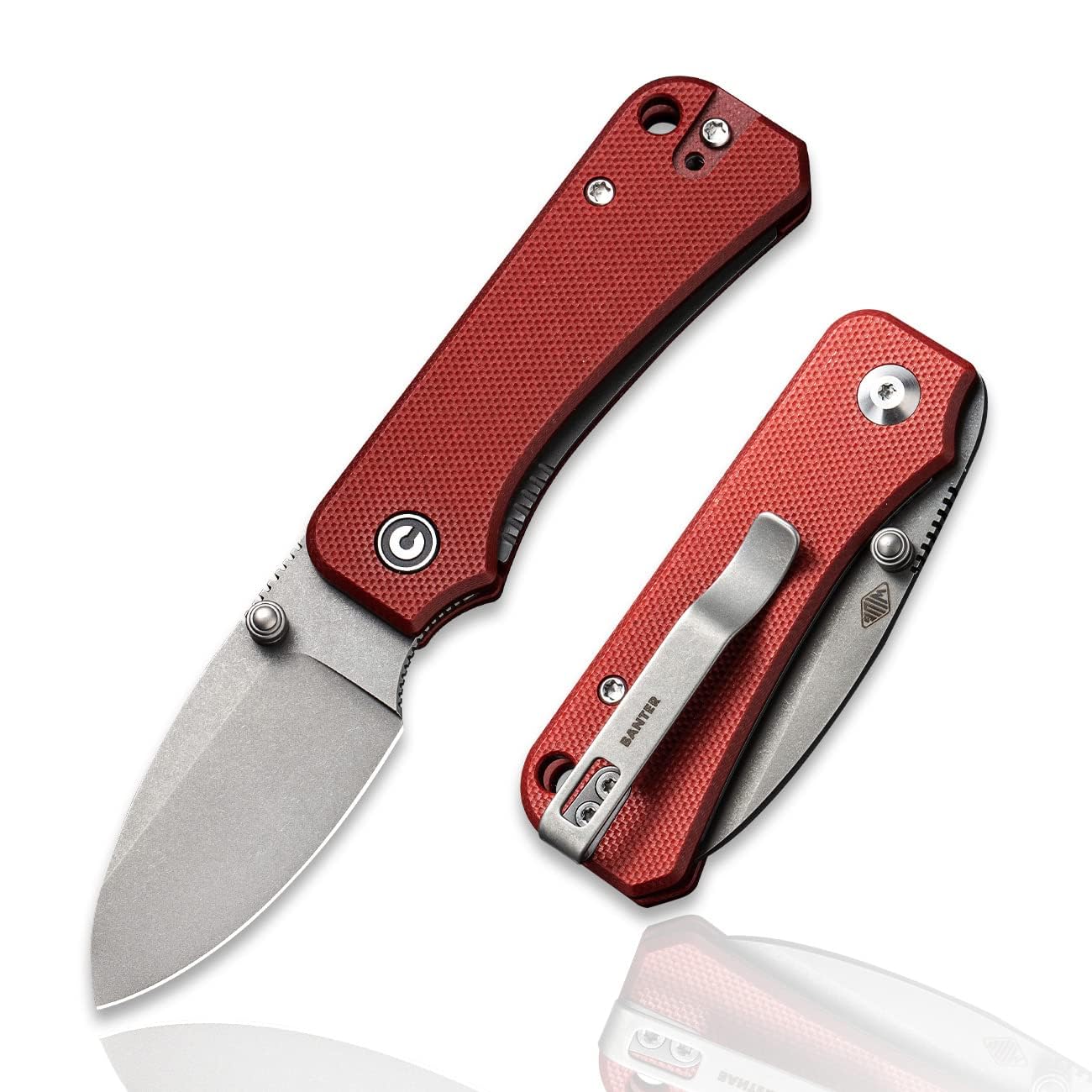 CIVIVI Baby Banter Pocket Folding Knife for EDC, 2.34" Blade Small Knife with Titanium Thumb Stud Opener C19068S-6 (Burgundy)