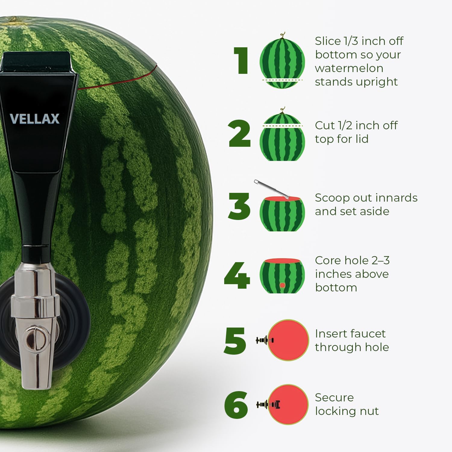 Original Watermelon Tap Kit - Coring Tool & Spigot Set for Fruit Keg, Pumpkin or Melon Beverage Dispenser - Easy Party Punch Bar