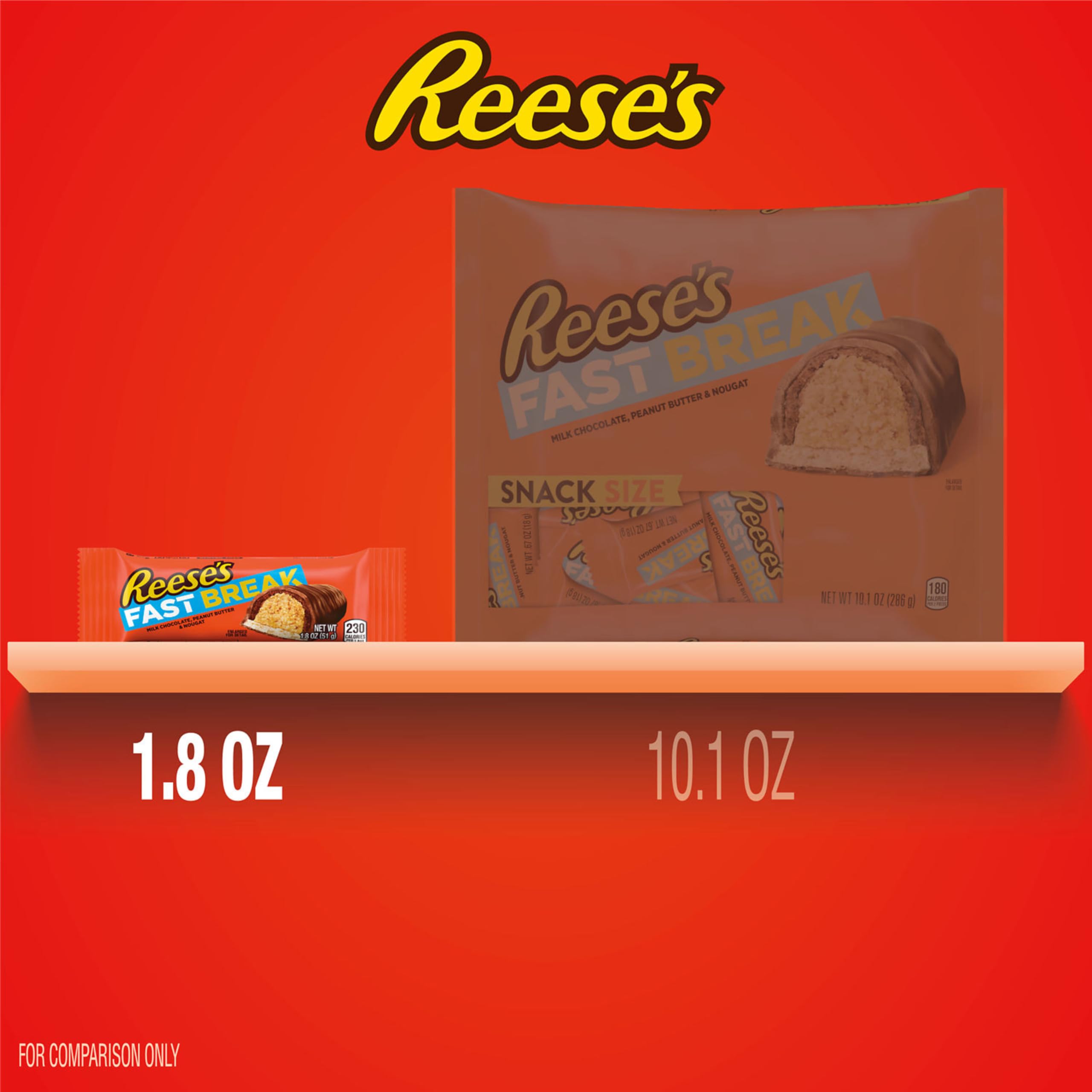 REESE'S FAST BREAK Peanut Butter Nougat Candy Bars, 1.8 oz (Pack of 18)
