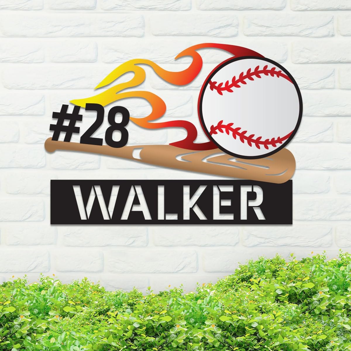 Metal Baseball Sign w Number, Baseball Metal Sign, Metal Kid's Name Sign, Custom Sports Metal Sign, Metal Name Sign, Kid's Room Sign