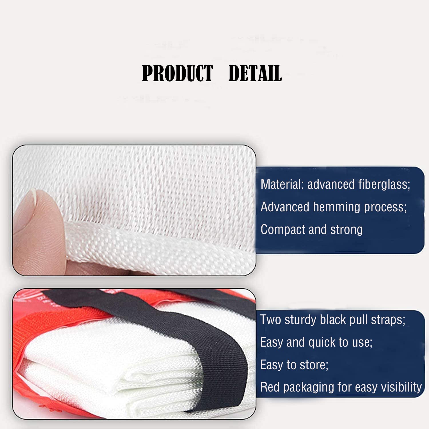 TONYKO 6.5 x 6.5ft Emergency Fire Blankets, Flame Retardant Protection and Heat Insulation Designed for Kitchen,Fireplace,Grill,Car,Camping(White-3PACK)