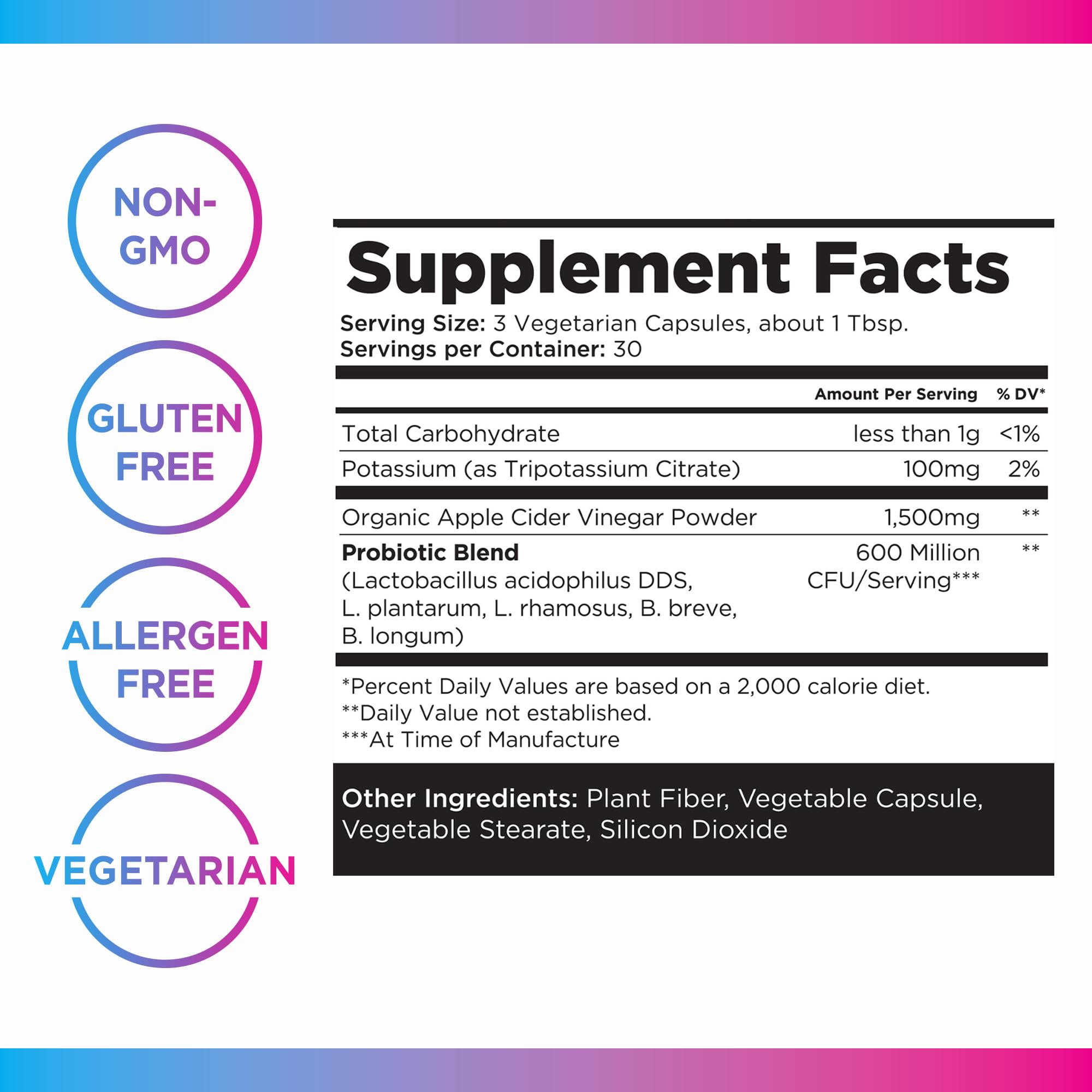 Livingood Daily Apple Cider Vinegar Capsules with The Mother (1500mg) - ACV Pills with Probiotics & Potassium for Women & Men - Supports Gut Health, Digestion, Appetite & Weight - Vegan, 90 Capsules