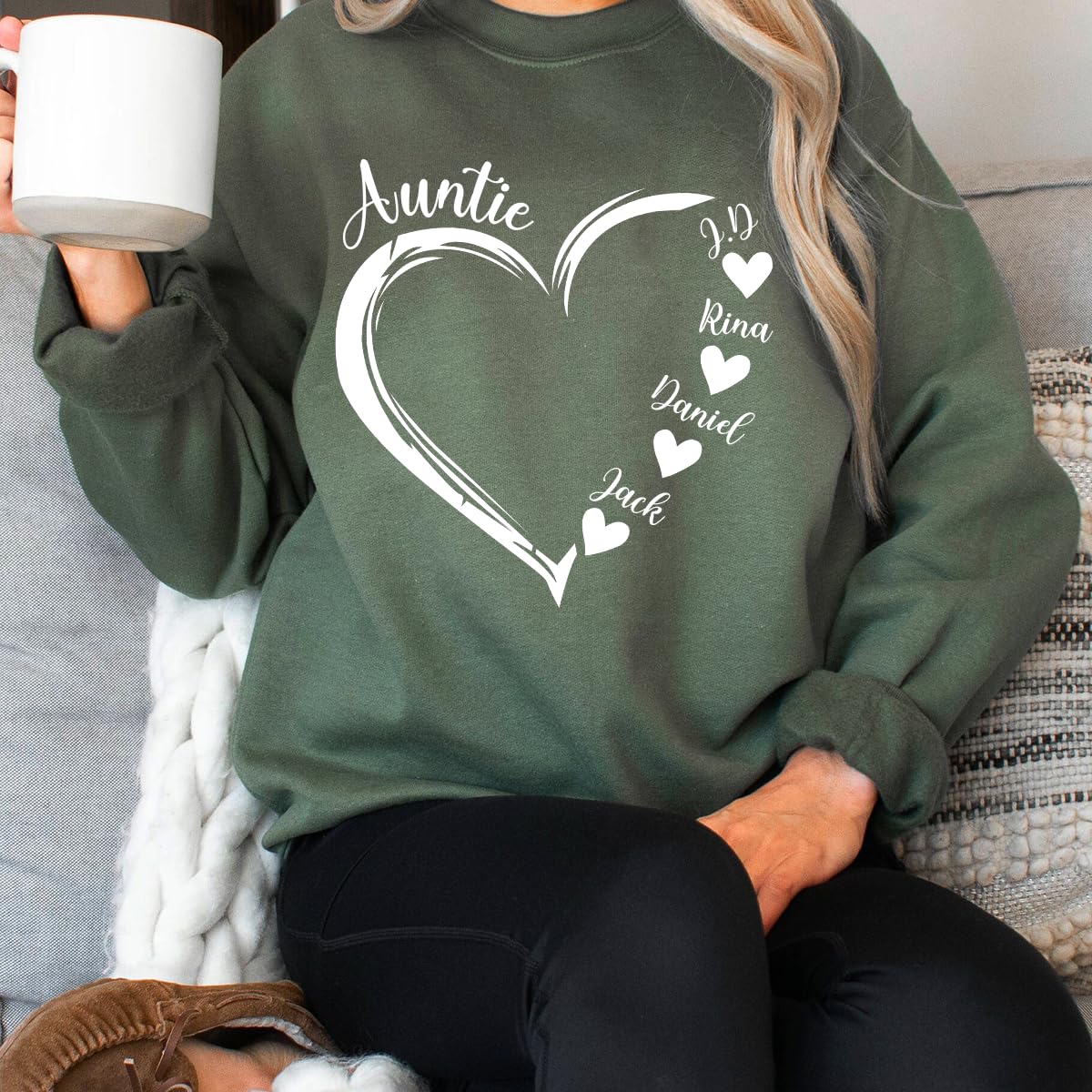 GODMERCH Custom Grandma Hearts Shirt Personalized Grandma Nickname Hoodies Sweatshirt, Grandma Shirts, Mothers Day Birthday Gifts for Grandma