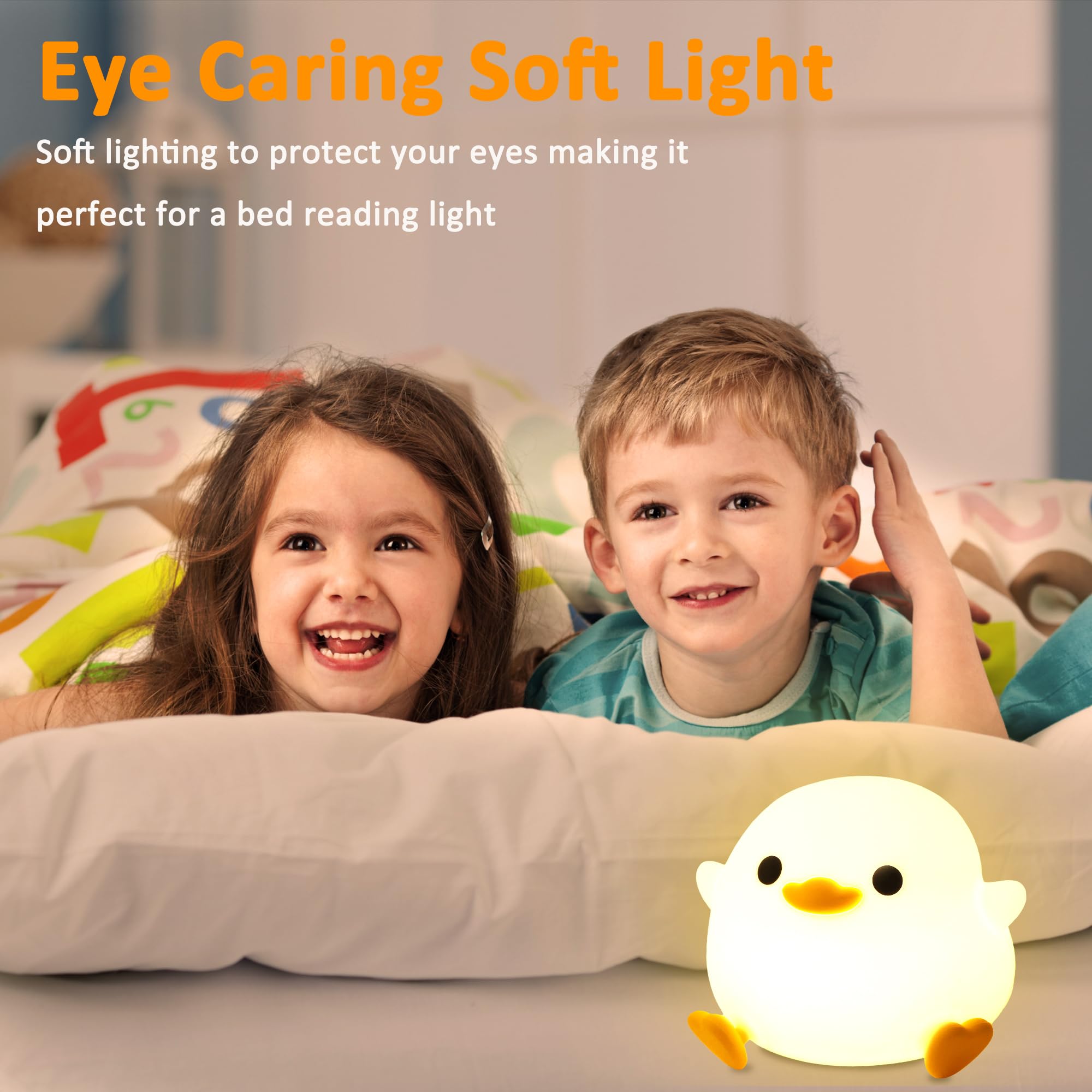 Duck Night Light, Cute Duck Lamp, Dodo Duck Silicone Nursery Night Light LED Bedside Lamp, Rechargeable Dimmable Touch Table Lamp for Boys Girls Bedroom Kawaii Decor