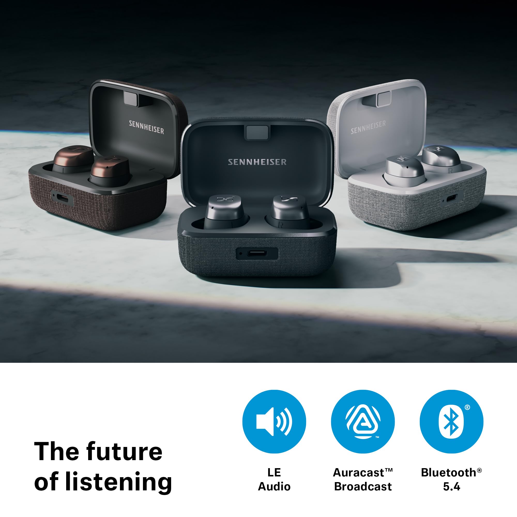 Sennheiser MOMENTUM True Wireless 4 Smart Earbuds with Bluetooth 5.4, Crystal-Clear Sound, Comfortable Design, 30-Hour Battery Life, Adaptive ANC, LE Audio and Auracast - Black Graphite