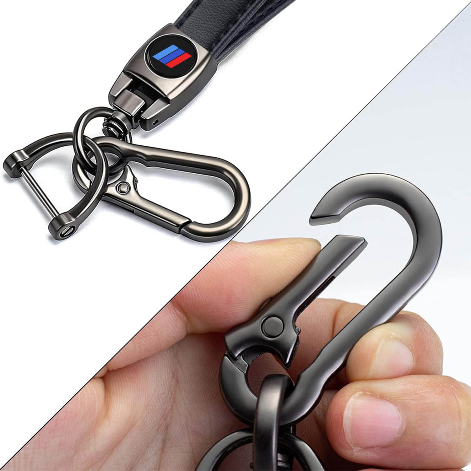 GuyAna Genuine Leather Car Keychain Logo for BMW Accessories Key Chain Compatible with X1 X3 X5 X6 Z4 X6 X7 Series M 1 M3 M5 6 Series Keychain Accessories Family Present for Man and Woman