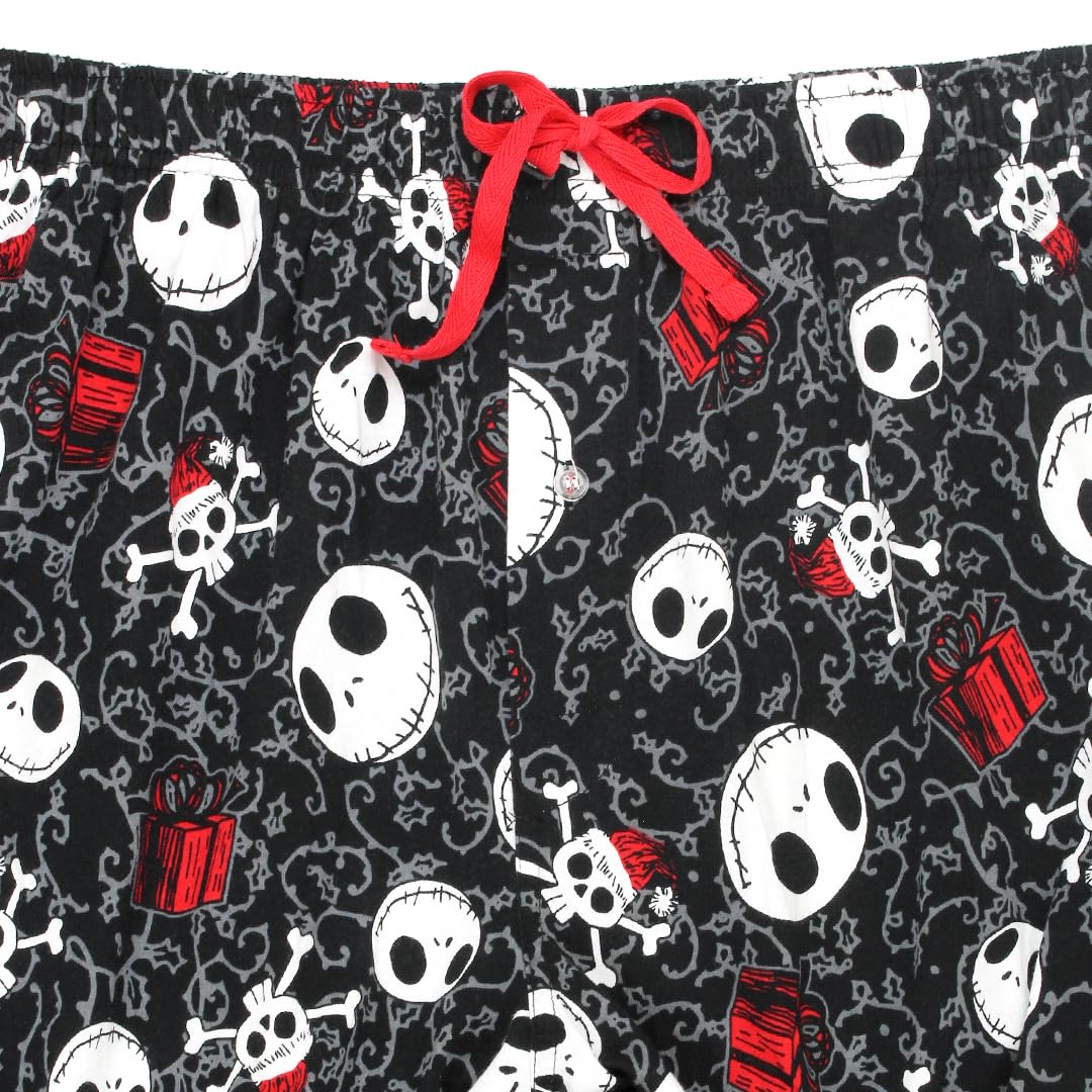 Disney Nightmare Before Christmas Jack Skellington Mens Holiday Lounge Pajama Pant (Medium, Black)