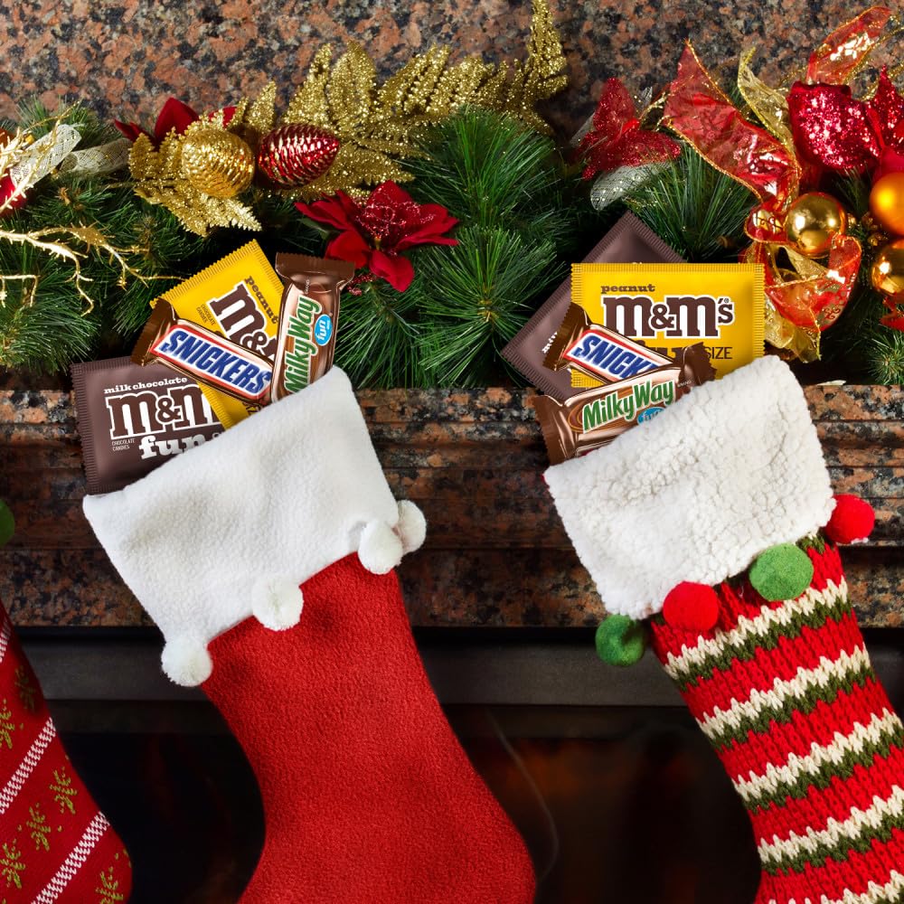 M&M'S, SNICKERS & MILKY WAY Fun Size Chocolate Christmas Candy Stocking Stuffers, 19.2 Oz Bulk Bag