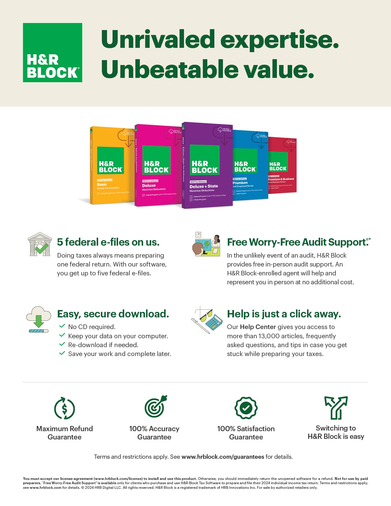 H&R Block Tax Software Premium 2024 Win/Mac with Refund Bonus Offer (Amazon Exclusive) [PC/Mac Online Code]