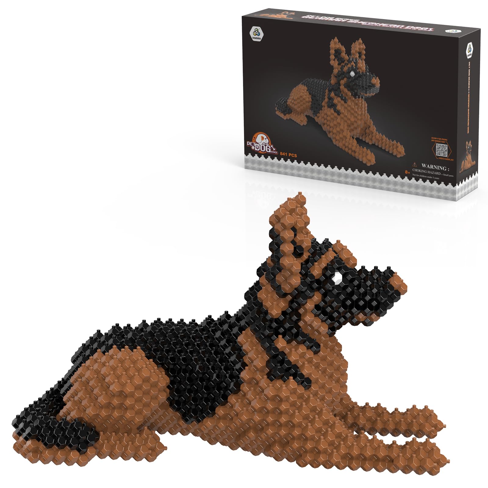 KADELE Cute Dog Building Animal Sets, Extremely Challenging STEM Building Blocks Decor for Adults Kids, Micro 3D Educational Toys for Boys Girls Ages 8 and Up，German Shepherd