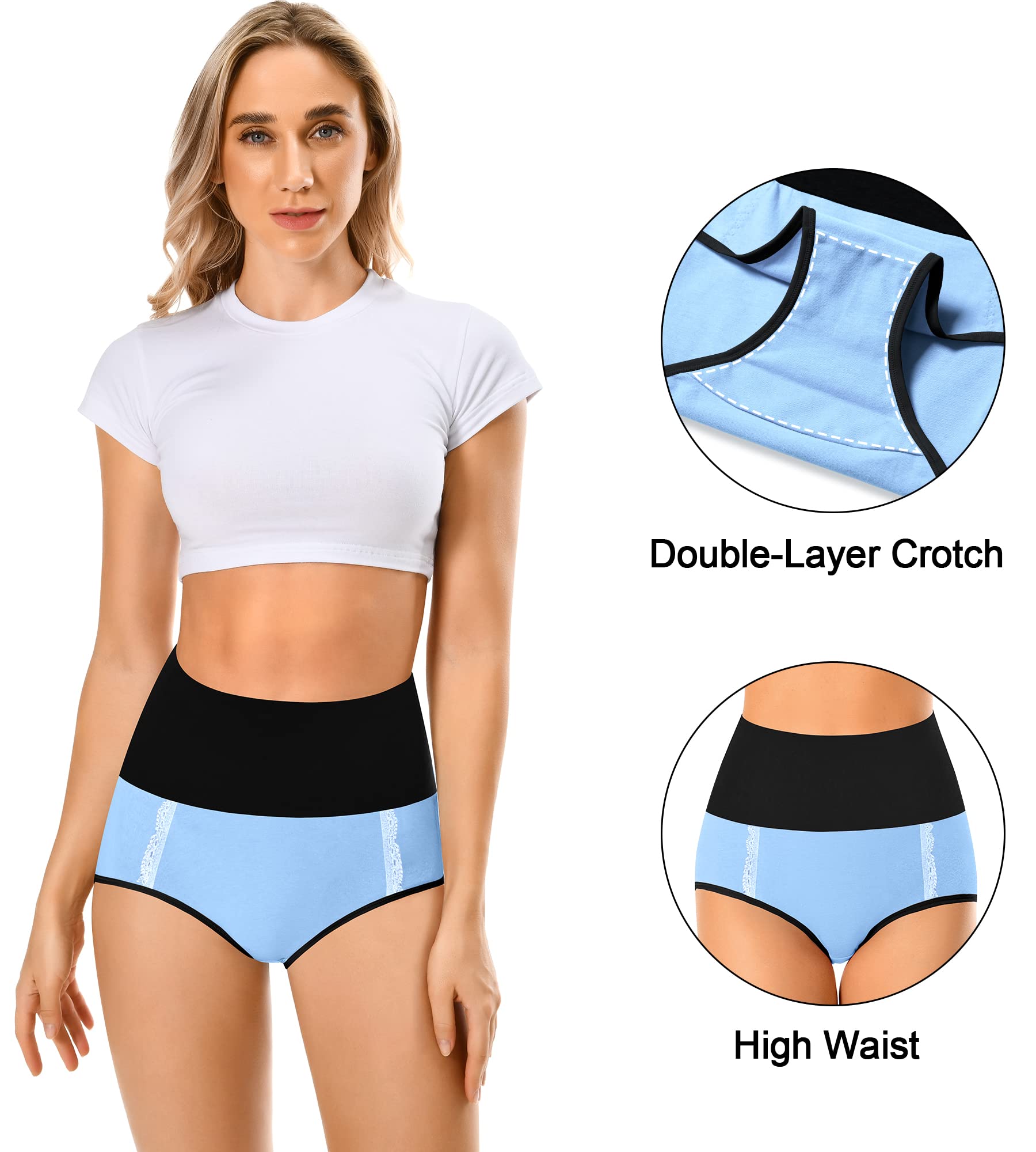 MISSWHO Cotton High Waisted Womens Underwear Tummy Control Postpartum Panties Full Coverage C Section Ladies Briefs 5 Pack Plus Size Large