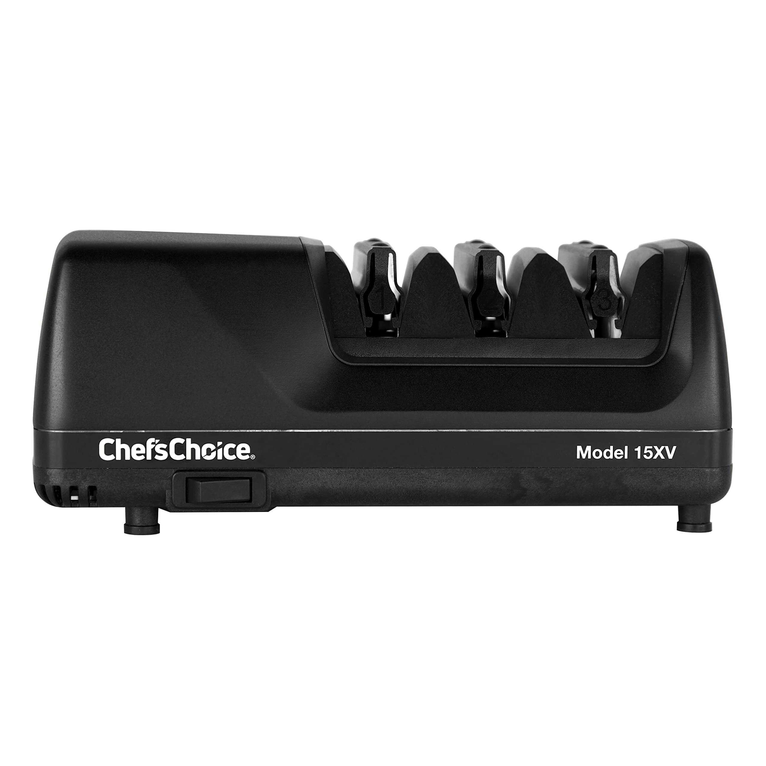 Chef’sChoice 15XV Professional Electric Knife Sharpener With 100-Percent Diamond Abrasives And Precision Angle Guides For Straight Edge and Serrated Knives, 3-Stage, Black