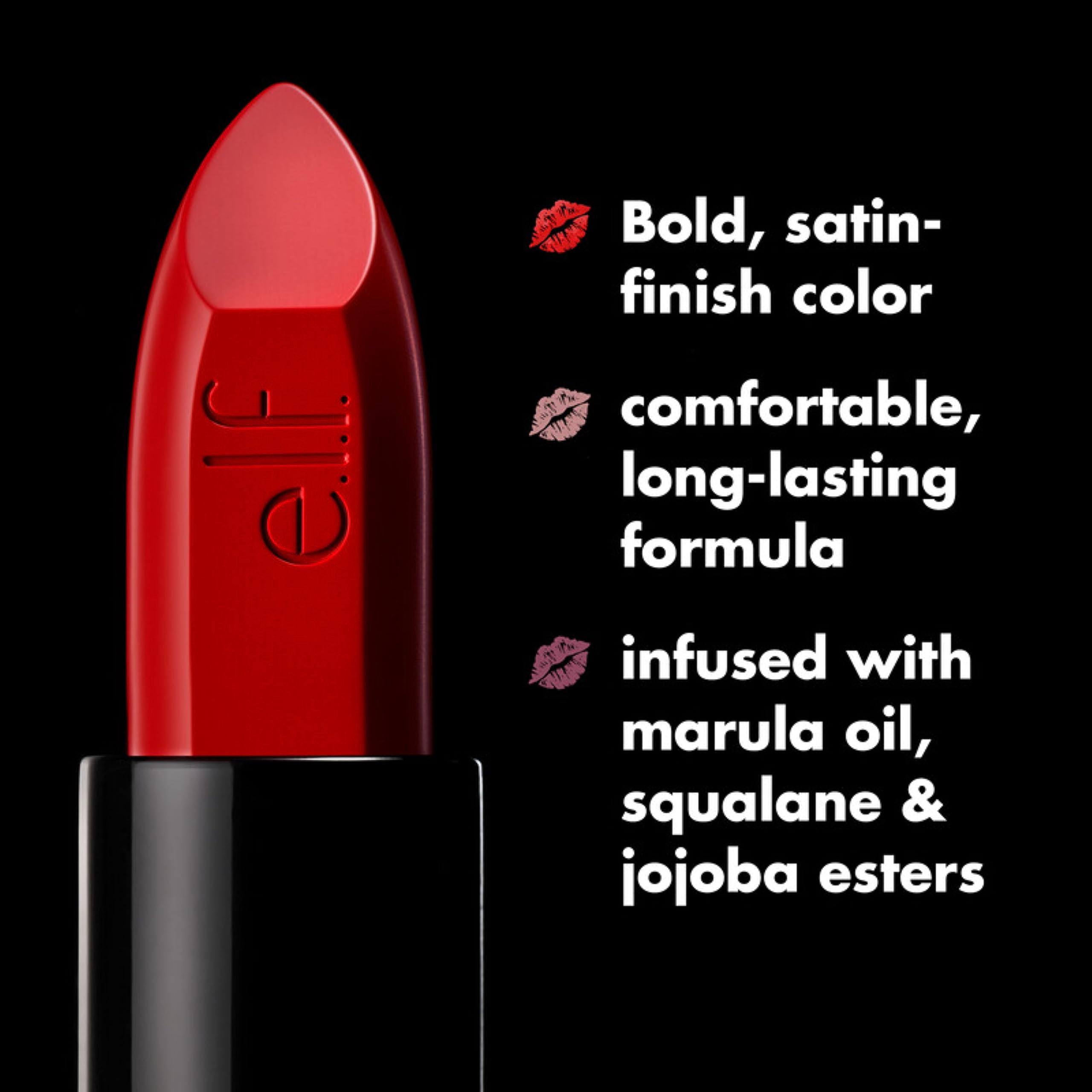 e.l.f. O Face Satin Lipstick, Richly Pigmented, Nourishing & Long-Lasting Creamy Lipstick, Infused With Jojoba, Vegan & Cruelty-Free, Own It