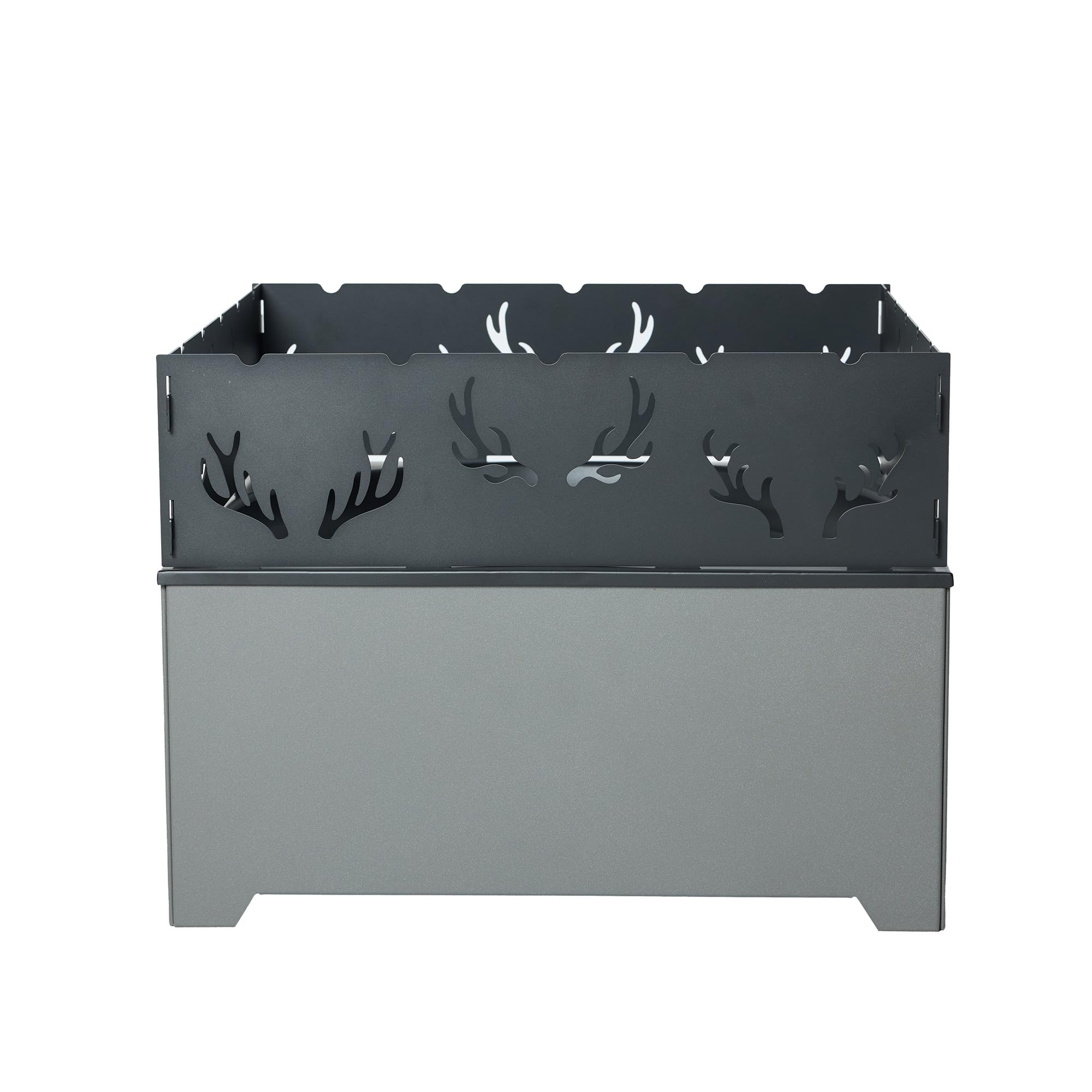 21.5 Inch Outdoor Wood Burning Fire Pit, Bonfire Grill for Patio and Backyard, Outdoor Portable Fireplace with Flame Panel - Flint Gray