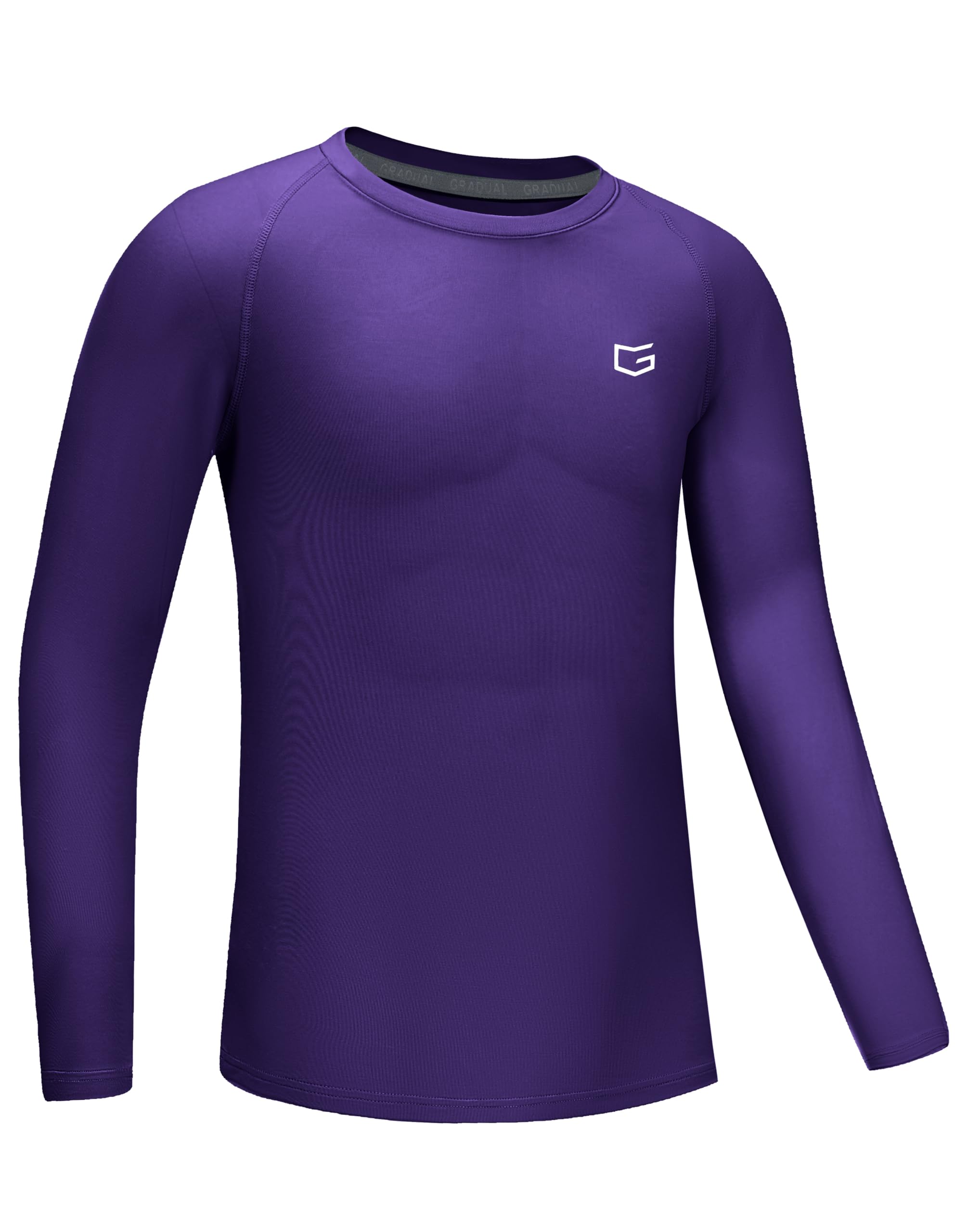 Boys Youth Compression Shirt Long Sleeve Football Baseball Undershirt Quick Dry Sports Base Layer for Boy(Purple,XL)