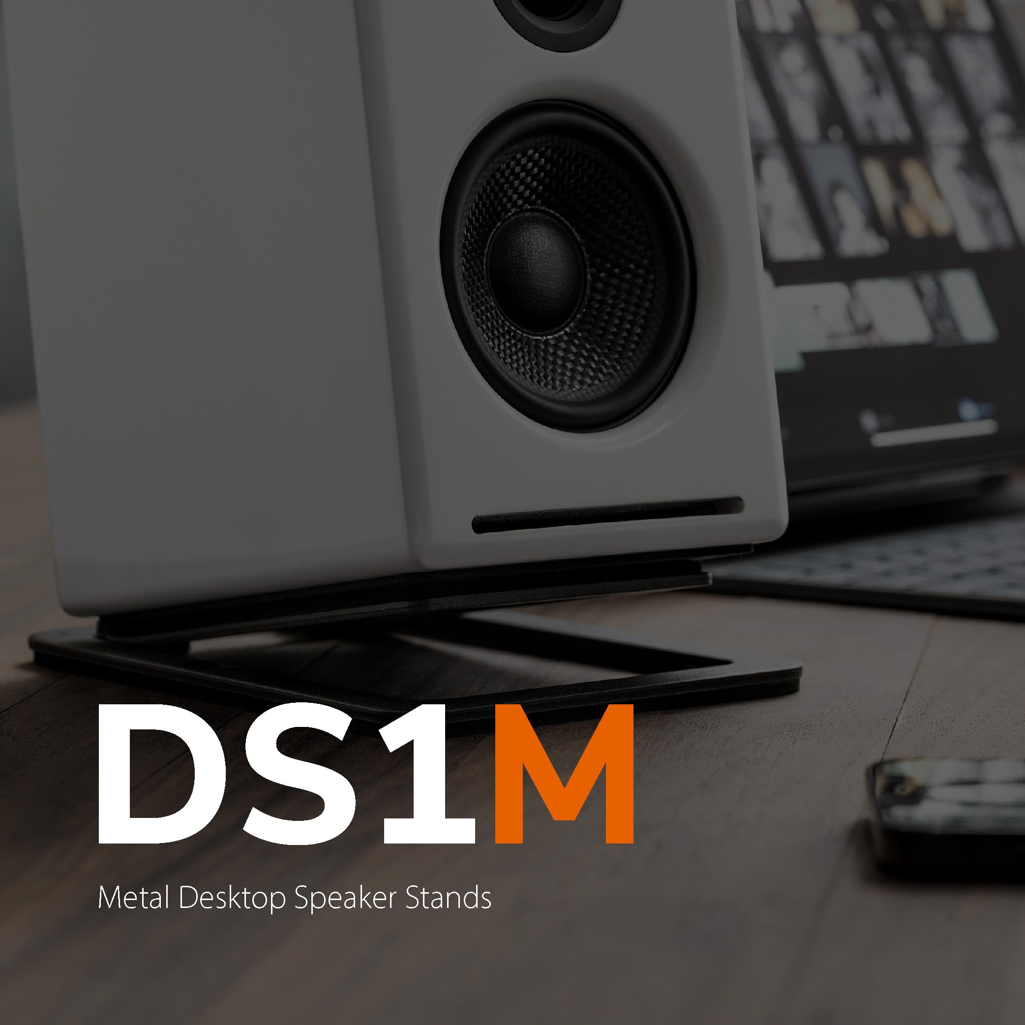 Audioengine DS1M Metal Speaker Stands Pair - Tilted for Desktop PC Speakers, Studio and Bookshelf Speakers