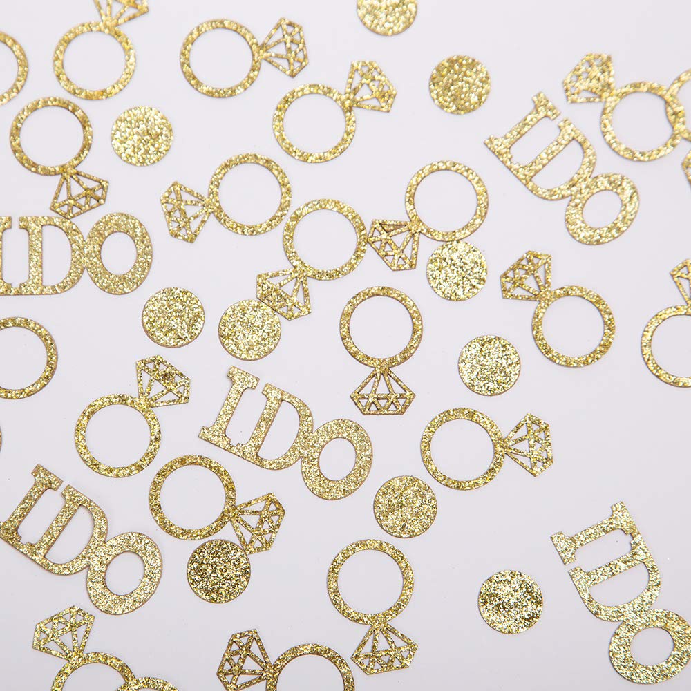 Gold Wedding Table Confetti,Glitter Paper Diamond Ring Confetti, I Do Engagement Party Table Scatter,Bachelorette Bridal Shower Party Decorations