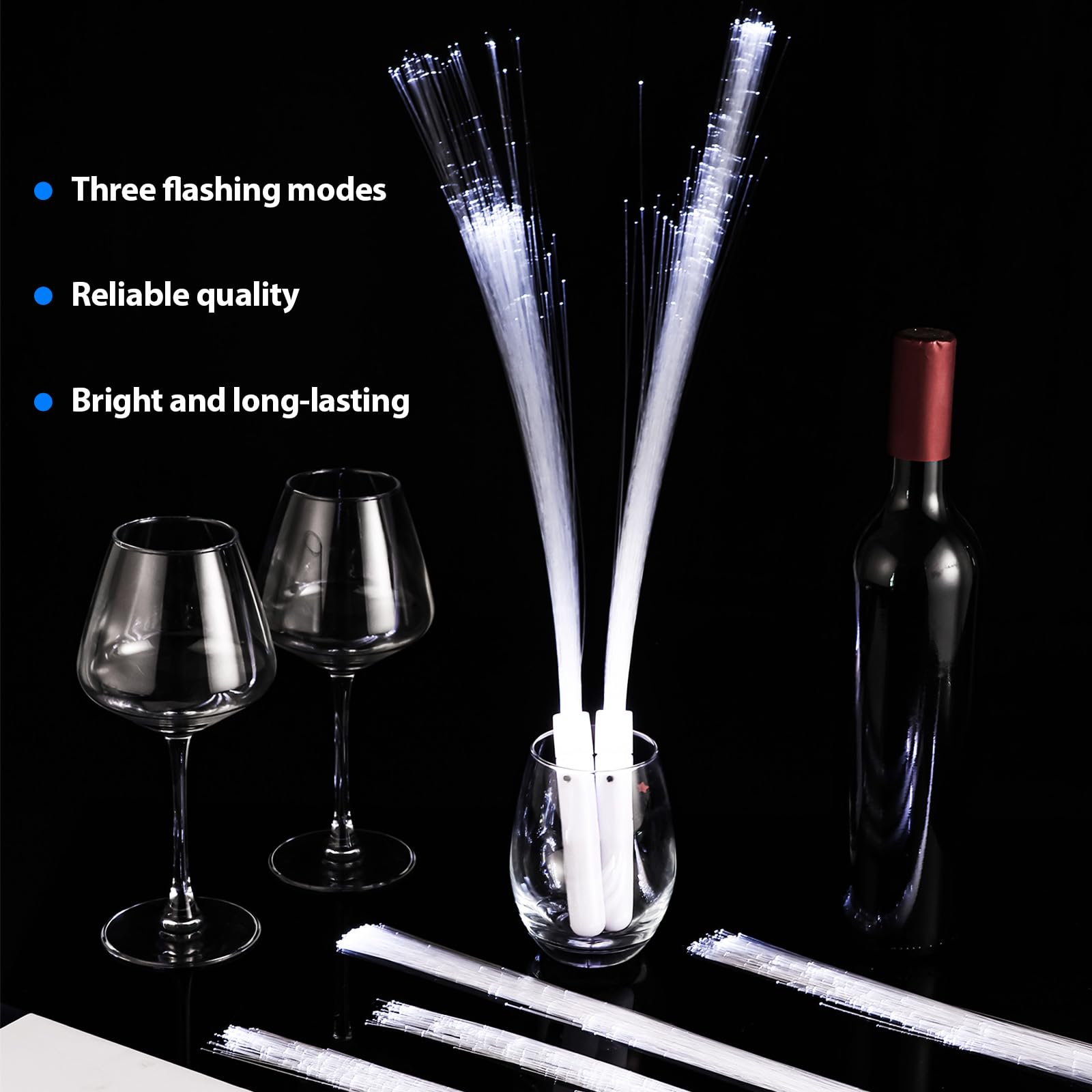 72 Pack White Fiber Optic Wands 20.3 inch Long Sparklers Fireworks Wedding Send Off Glow Sticks with 3 Light Modes LED Wedding Dance Floor Props Light up Wands for Birthday Party Wedding Exit Items