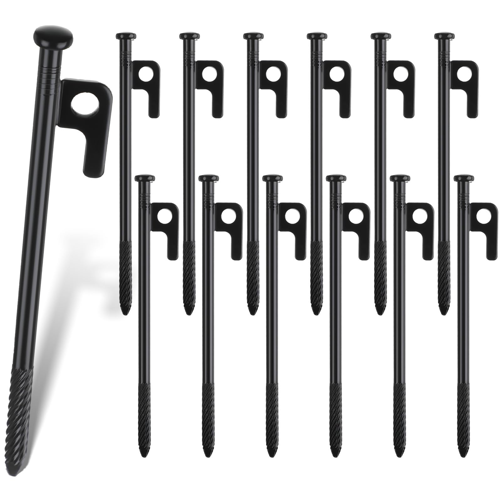 Yaocom 24 Pcs Spiral Tent Stakes 8 Inch Heavy Duty Tent Pegs Canopy Stakes with Spiral Tarp Stakes Unbreakable and Inflexible Metal Stakes Tent Spikes for Outdoor Camping Garden Ground Rocky Place