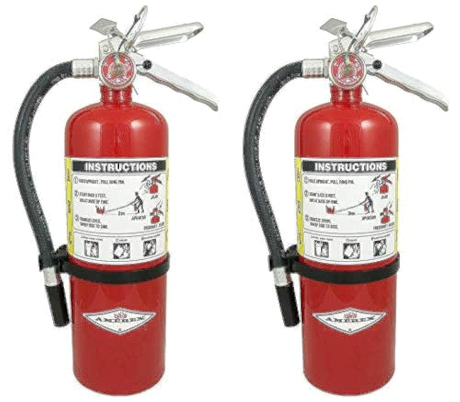 Amerex B402 5 lb. ABC Dry Chemical Class A B C Fire Extinguisher, with Wall Bracket, 2 Pack