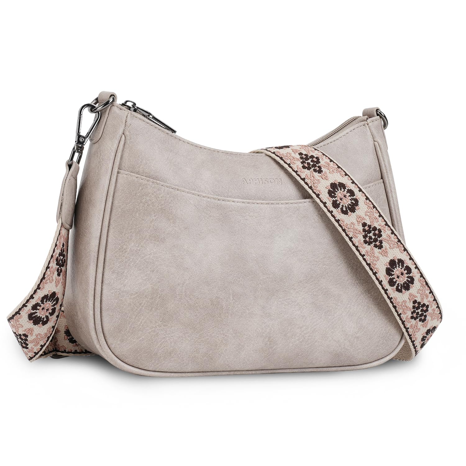APHISON Crossbody Bags for Women Trendy, Leather Crossbody purse with Adjustable Strap, Women's Crossbody Shoulder Handbags, 02-grey