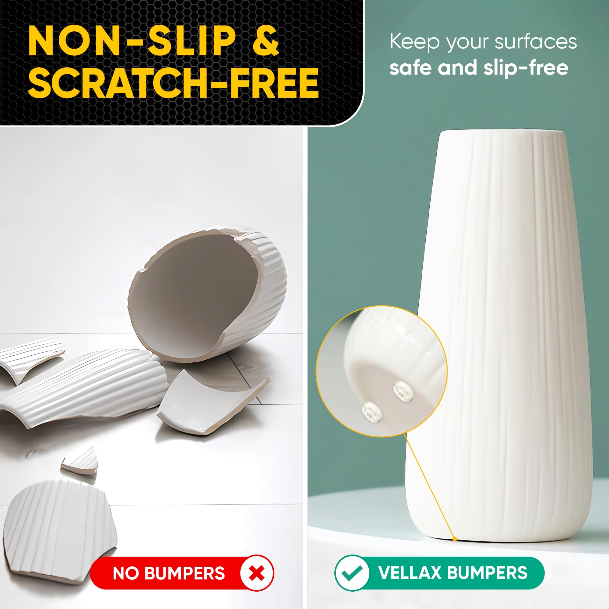 25 Clear Silicone Cabinet Door Bumpers – Self-Adhesive Pads, Quiet Soft Close Drawer Stoppers, Kitchen Sound Dampening Jelly Buttons – Vellax