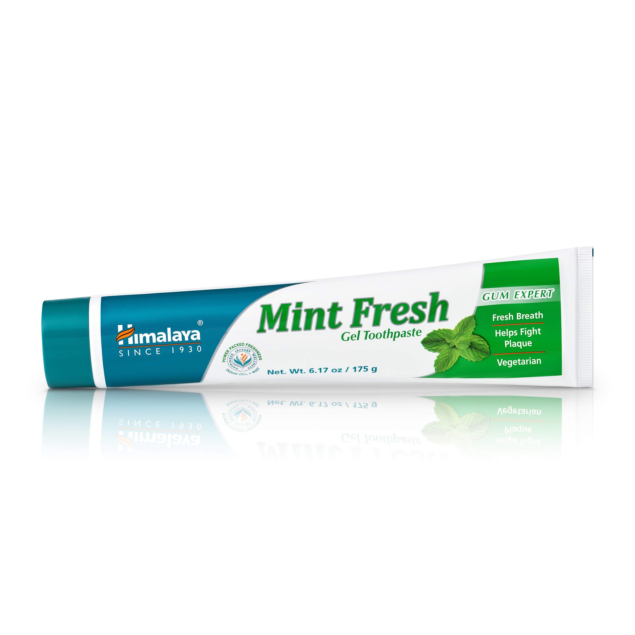 Himalaya Mint Fresh Gel Toothpaste, Fluoride Free to Reduce Plaque & Brighten Teeth, 6.17 oz