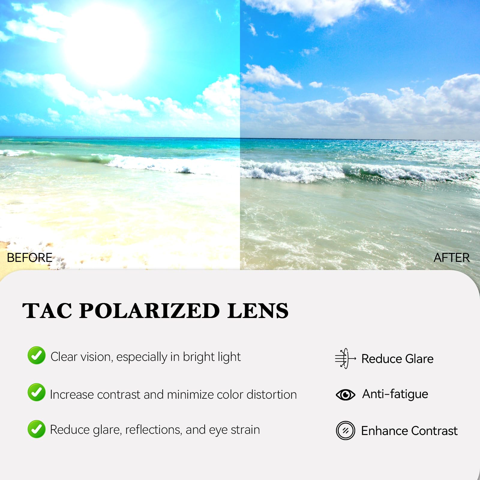 TJUTR Photochromic Sunglasses for Women Men, Day & Night Driving Safety Glasses with Polarized UV Protection