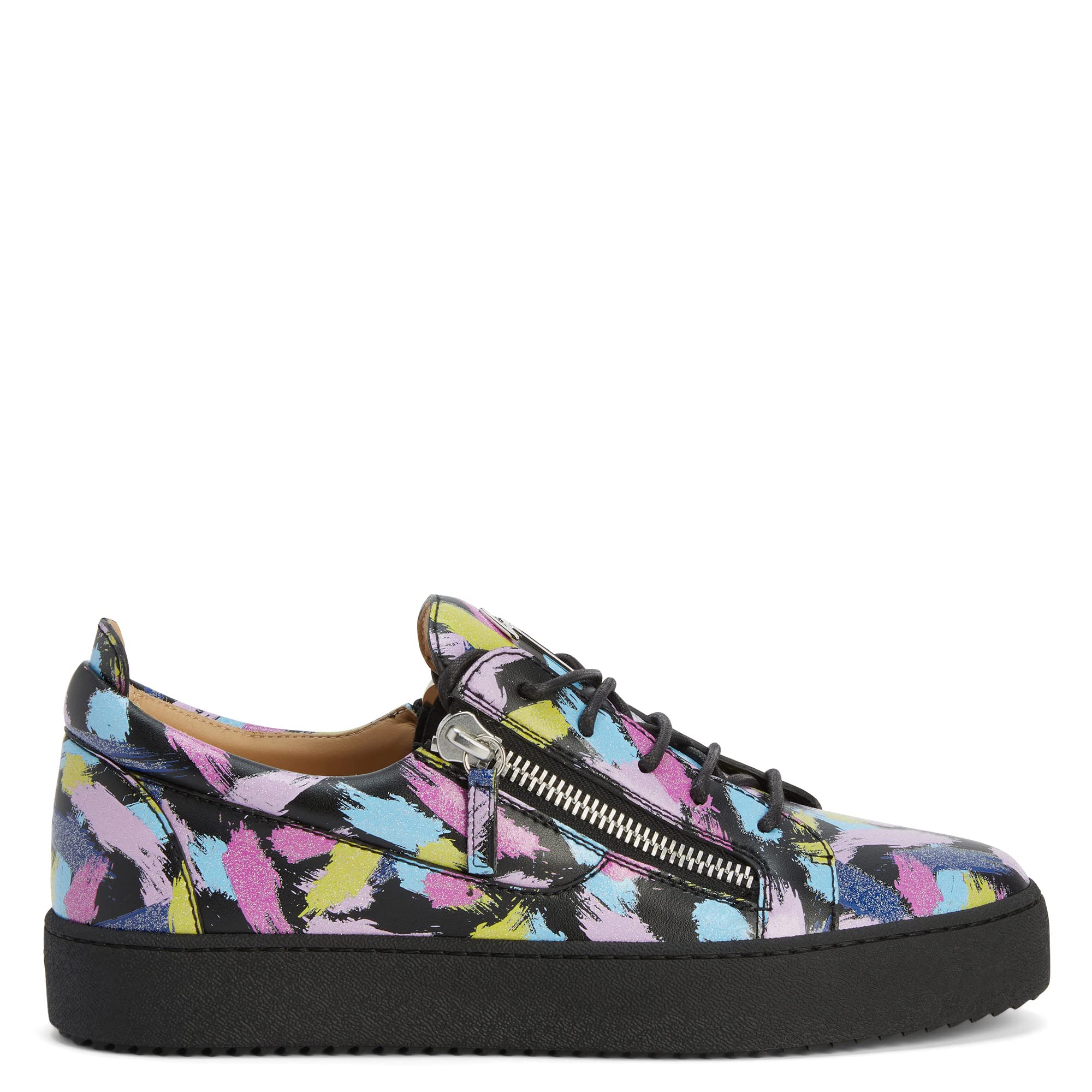 Giuseppe Zanotti, Frankie Multicoloured Glitter Brushstrokes Low-Top Sneakers, 11, Multicolor