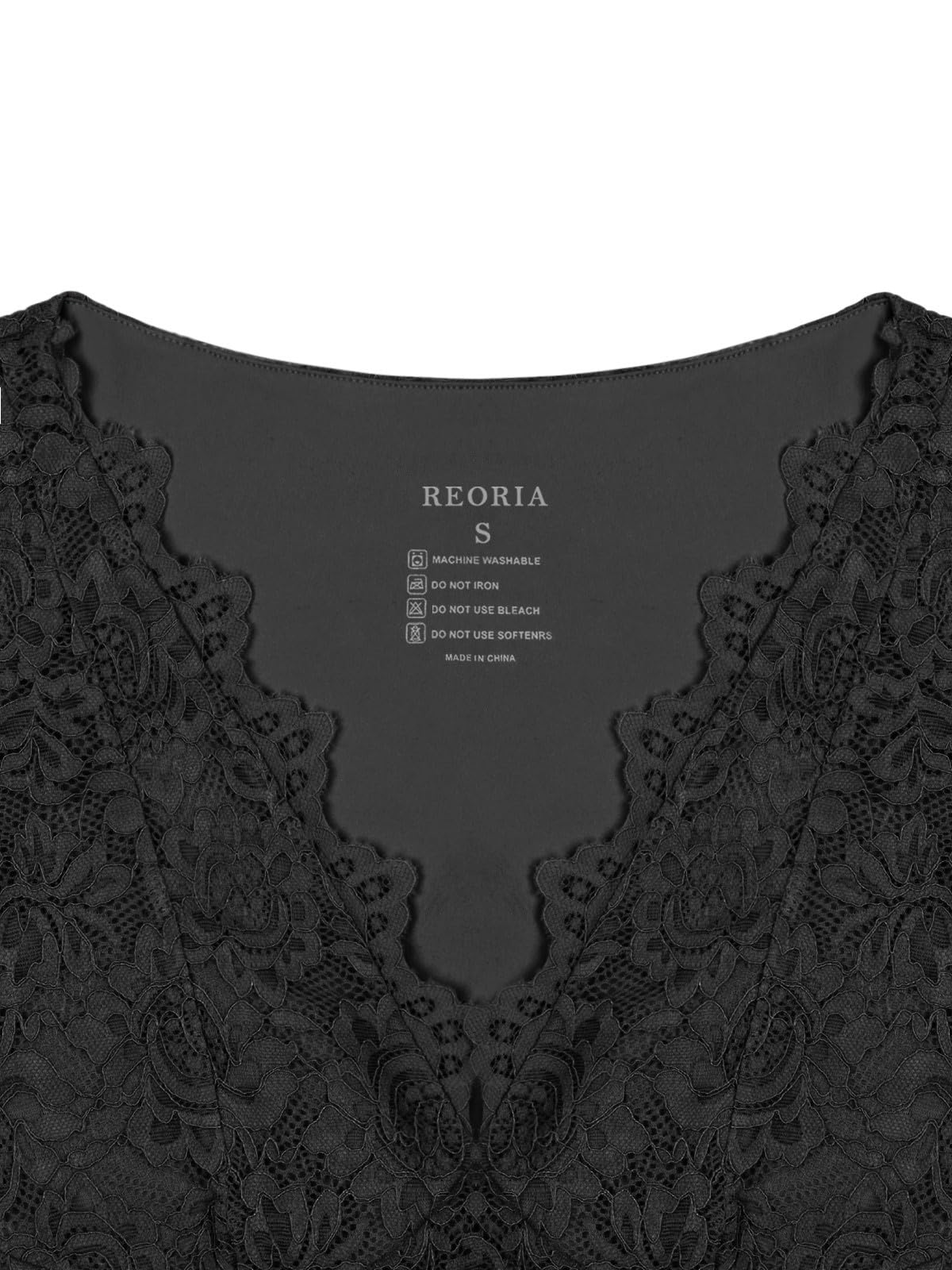 REORIA Womens Summer Tops Sexy V-Neck Sleeveless Double Lined Fashion Going Out Y2K Tank Tops Trendy Lace Slimming Crop Tops for Teen Girls Black Medium