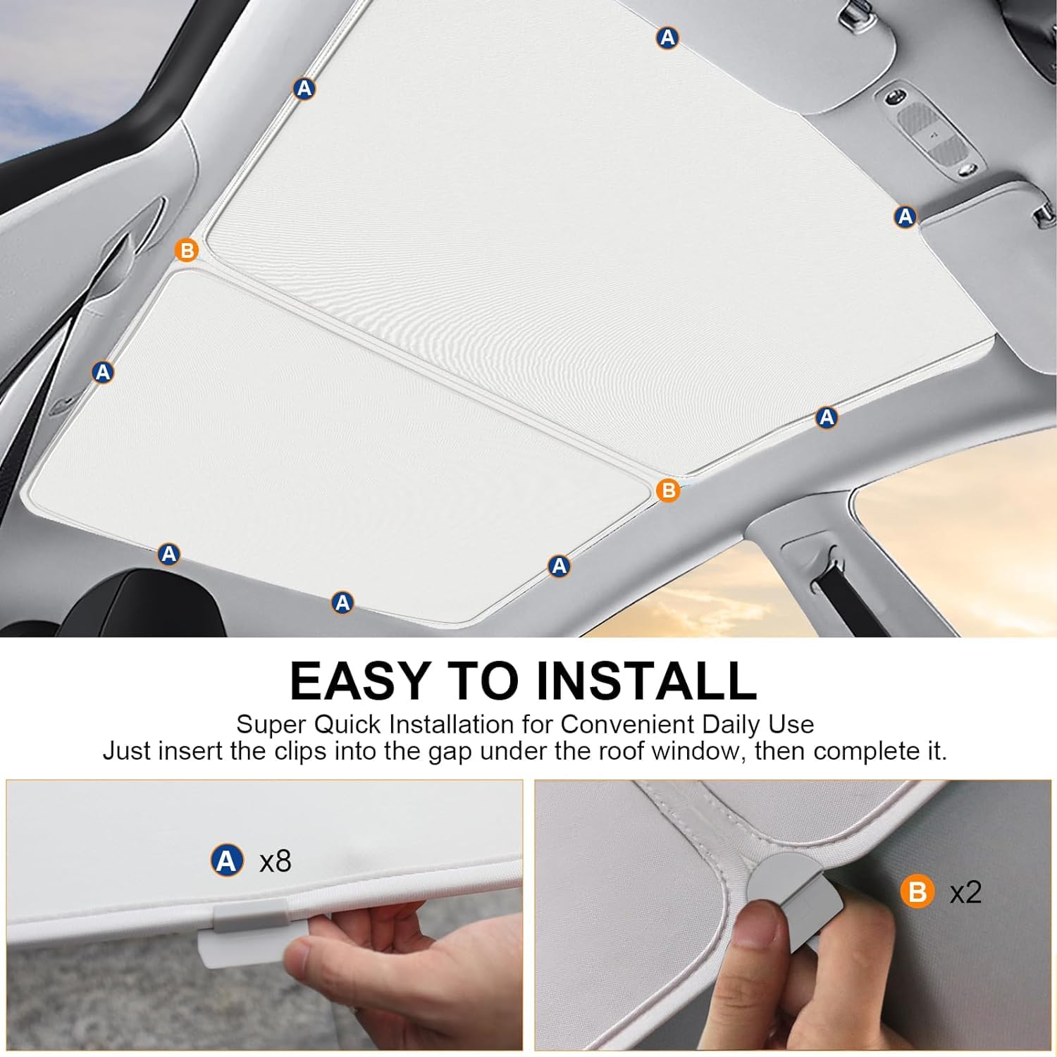 2024 New Version Sunshade Roof for Tesla Model Y【Blocks 99% UV, No Sag Gap!】Magnetic Roof Sunshade for Tesla Model Y Accessories 2024-2020 Heat Insulation Keep Cooling Foldable Sunshade for Glass Roof