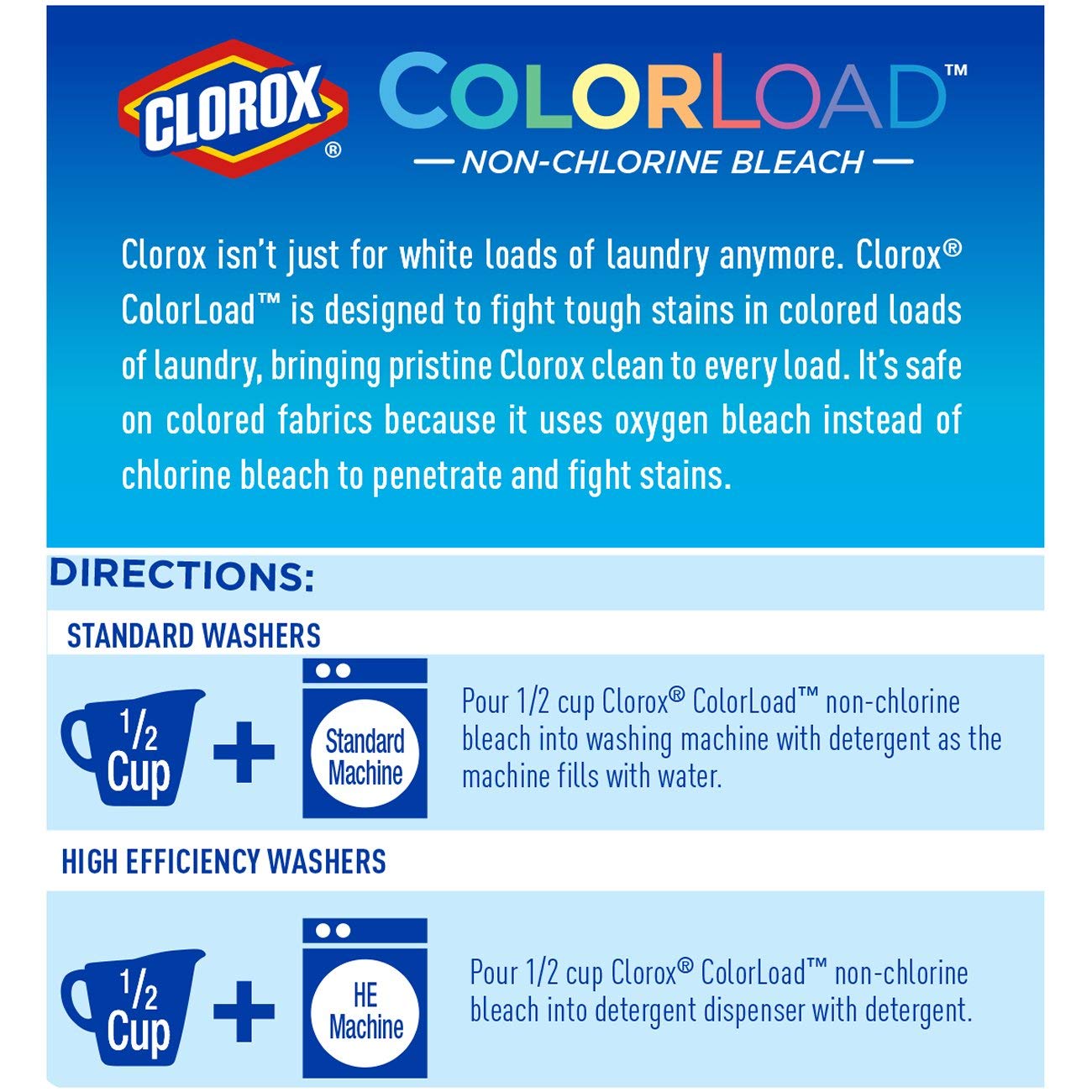 Clorox Colorload Non-Chlorine Bleach, 60 Oz Bottle, 60 Fl Oz