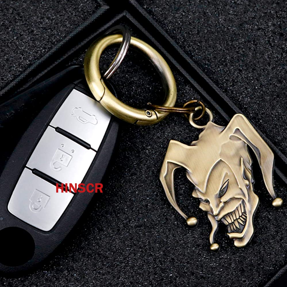 HINSCR Joker Keychain 3D Metal Joker Keyring Auto Decoration Key Pendants Joker Car Accessories Keychain gift for men (bronze)