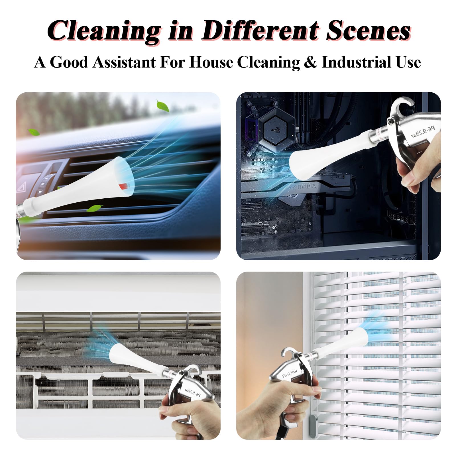 KOUSE High Pressure Pro Car Cleaning Gun Air Blow Gun Car Detailing Interior Car Dryer Air Blower for Car Detailing Air Gun Car Dust Cleaner Air Compressor Blower Gun with Nozzle