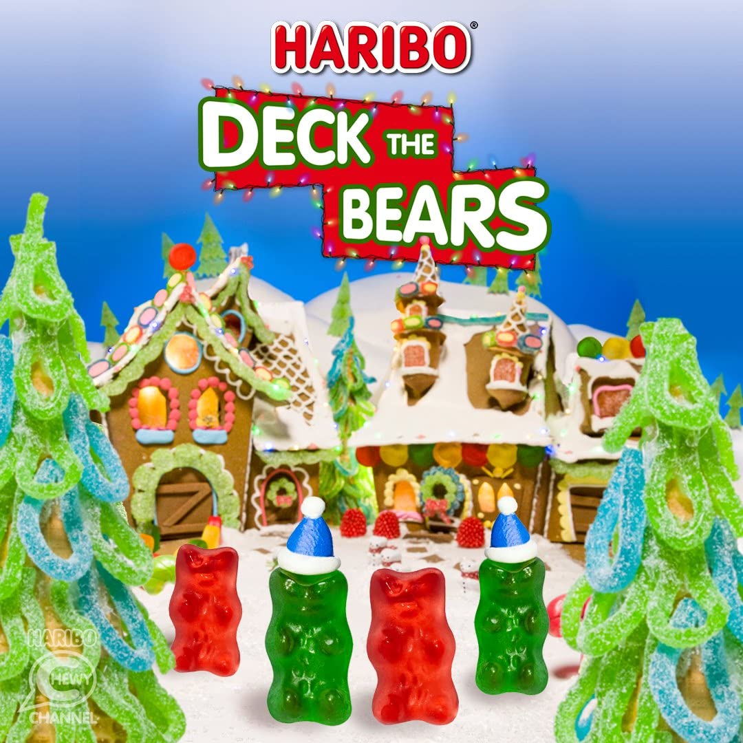 Haribo Gold-Bears Christmas Edition Gummi Candy Mini Packages, 9.5 oz Total Bag Weight, Pack of 3