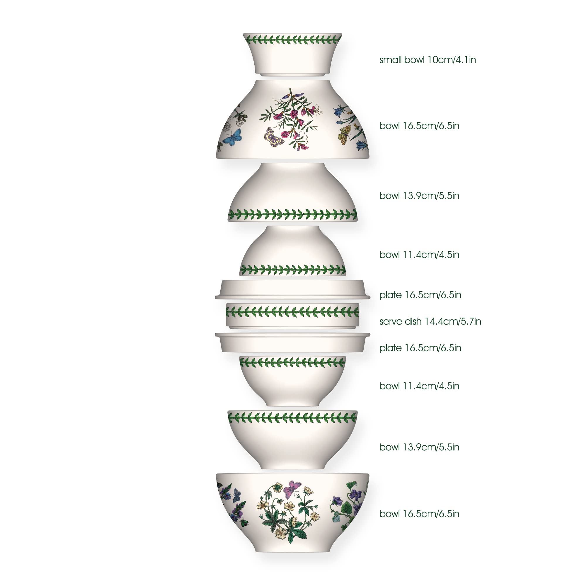 Portmeirion Botanic Garden 10 Piece Dinnerware Set | Nesting Vase Design | Japanese Floral Motif | Porcelain | Dishwasher, Microwave, Freezer and Oven Safe