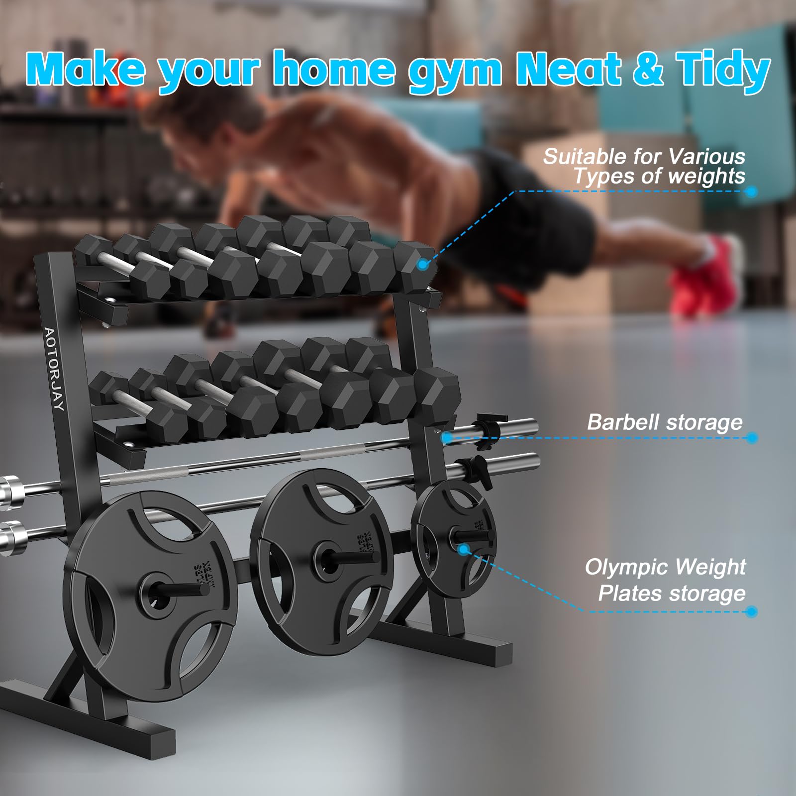 AOTORJAY Dumbbell Rack Home Gym Weight Rack Dumbbell Storage Rack Multi-layer Weights Holder