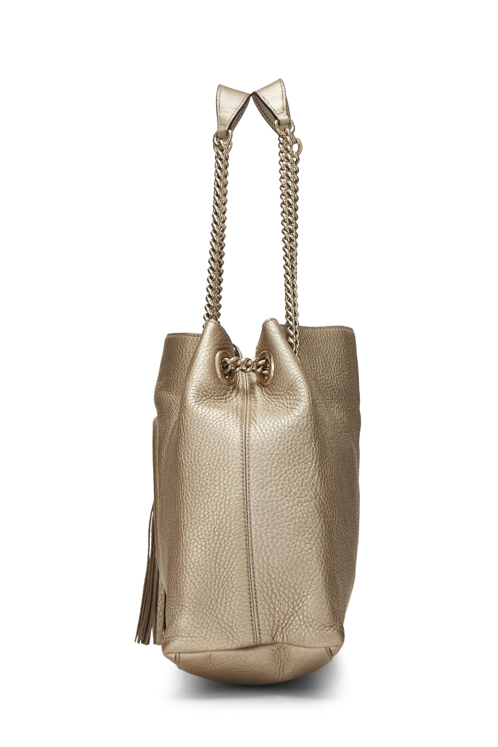 Gucci, Pre-Loved Gold Metallic Leather Soho Chain Tote, Gold